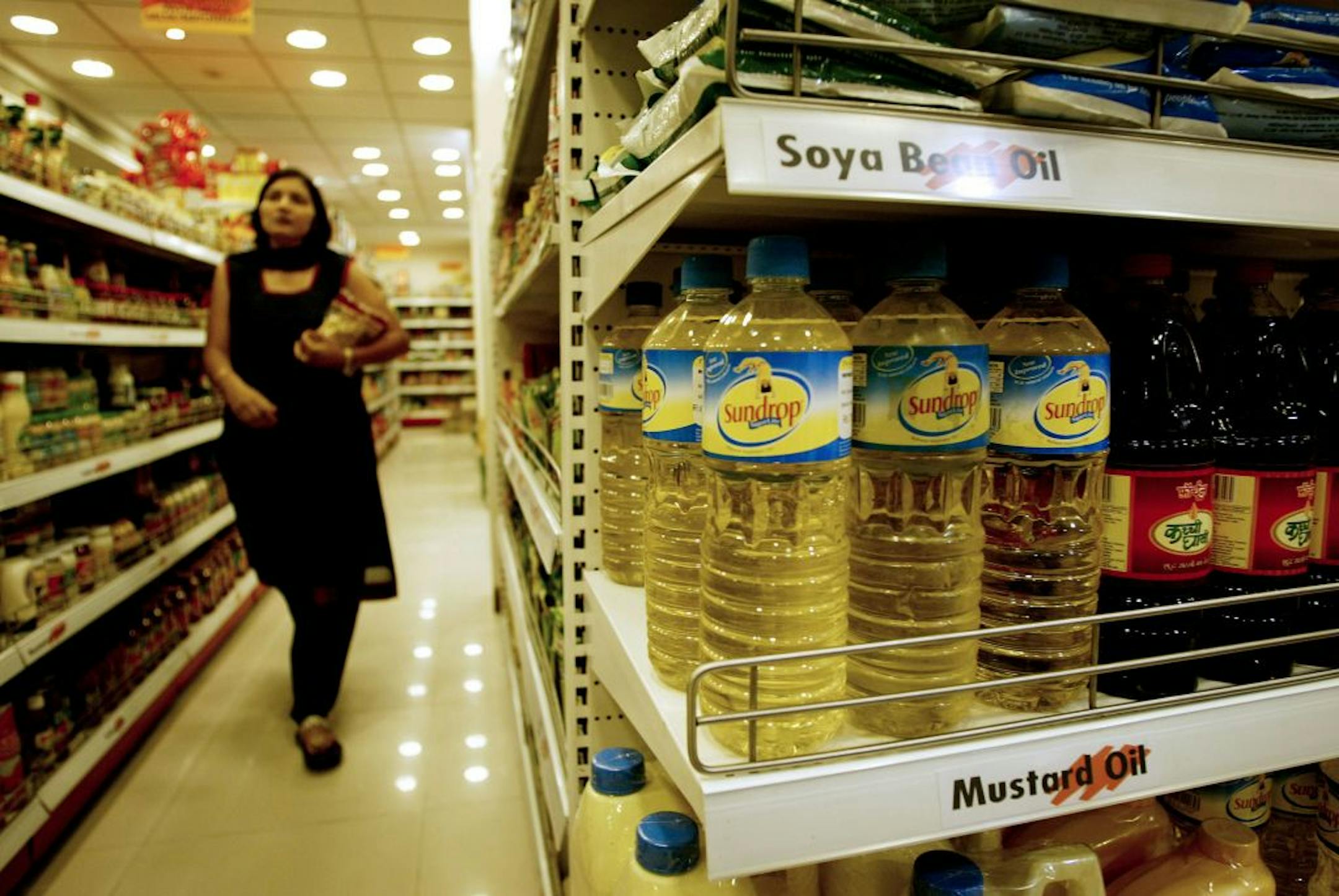 A supermarket in India, where the booming retail market, estimated at about $200 billion, is currently dominated by mom-and-pop shops.