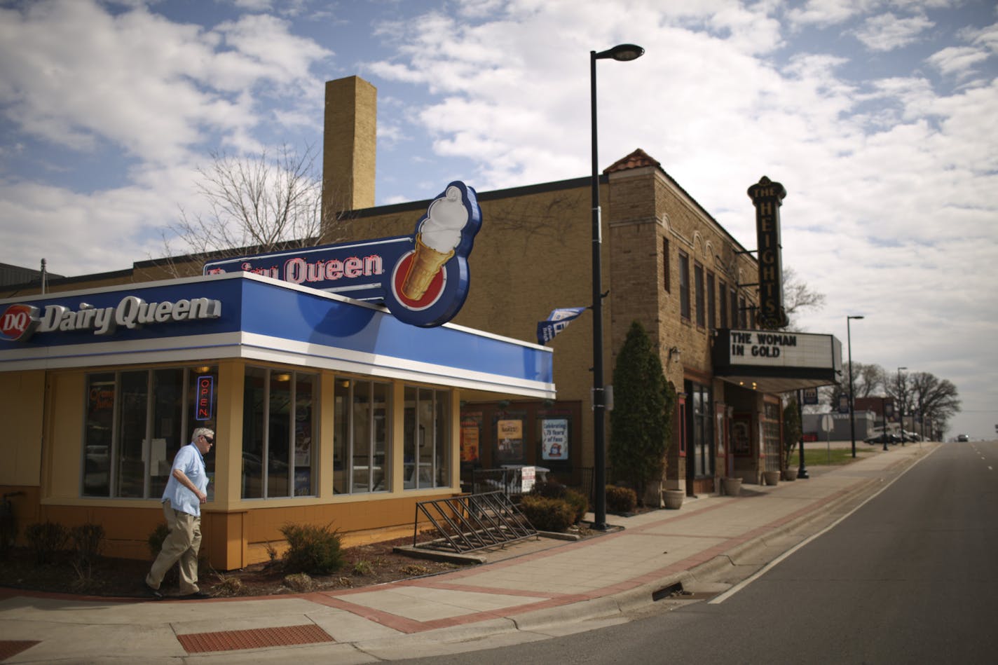 A vintage Dairy Queen and the historic Heights Theater in Columbia Heights Thursday afternoon. ] JEFF WHEELER &#x2022; jeff.wheeler@startribune.com The dogtail of Anoka County: Columbia Heights and Hilltop, The vintage Heights Theater and Dairy Queen are on Central Ave. at Gould Ave. NE in Columbia Heights. Photographed Thursday afternoon, April 16, 2015.