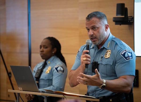 Minneapolis Police Chief Brian O’Hara and Cmdr. Yolanda Wilks, head of the department’s new Implementation Unit, made opening remarks at the first