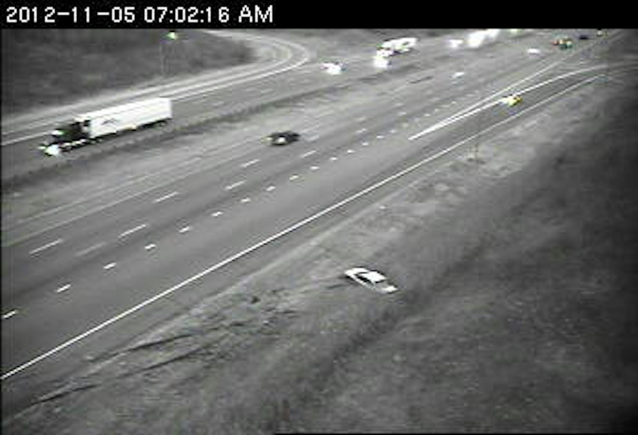 A vehicle landed in the ditch on eastbound 494 at Dodd Road in the southeast metro.