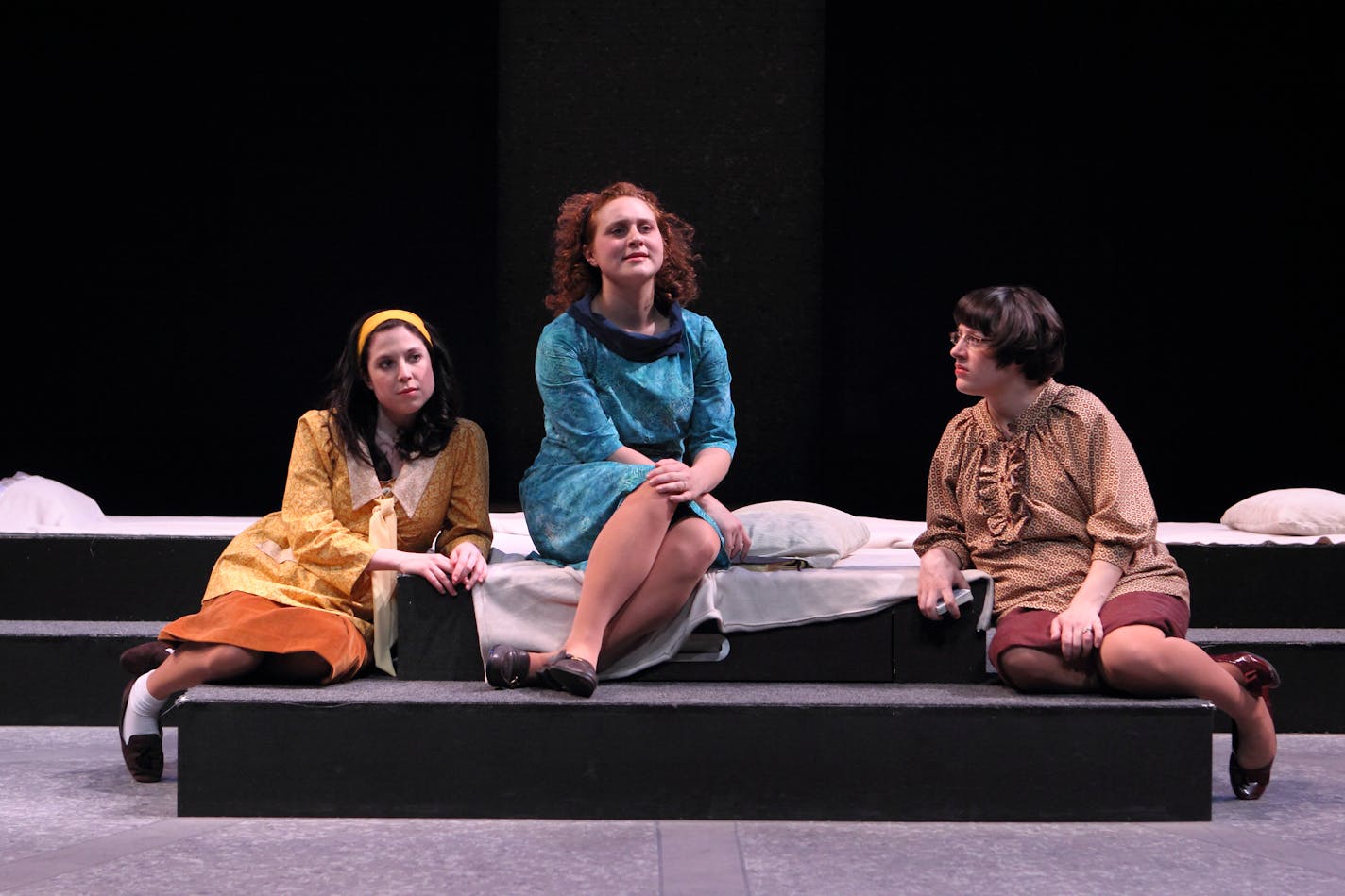 (left to right) Adelin Phelps, Aeysha Kinnunen, Emily Gunyou Halaas in "Watermelon Hill" at History Theatre. Credit: Scott Pakudaitis