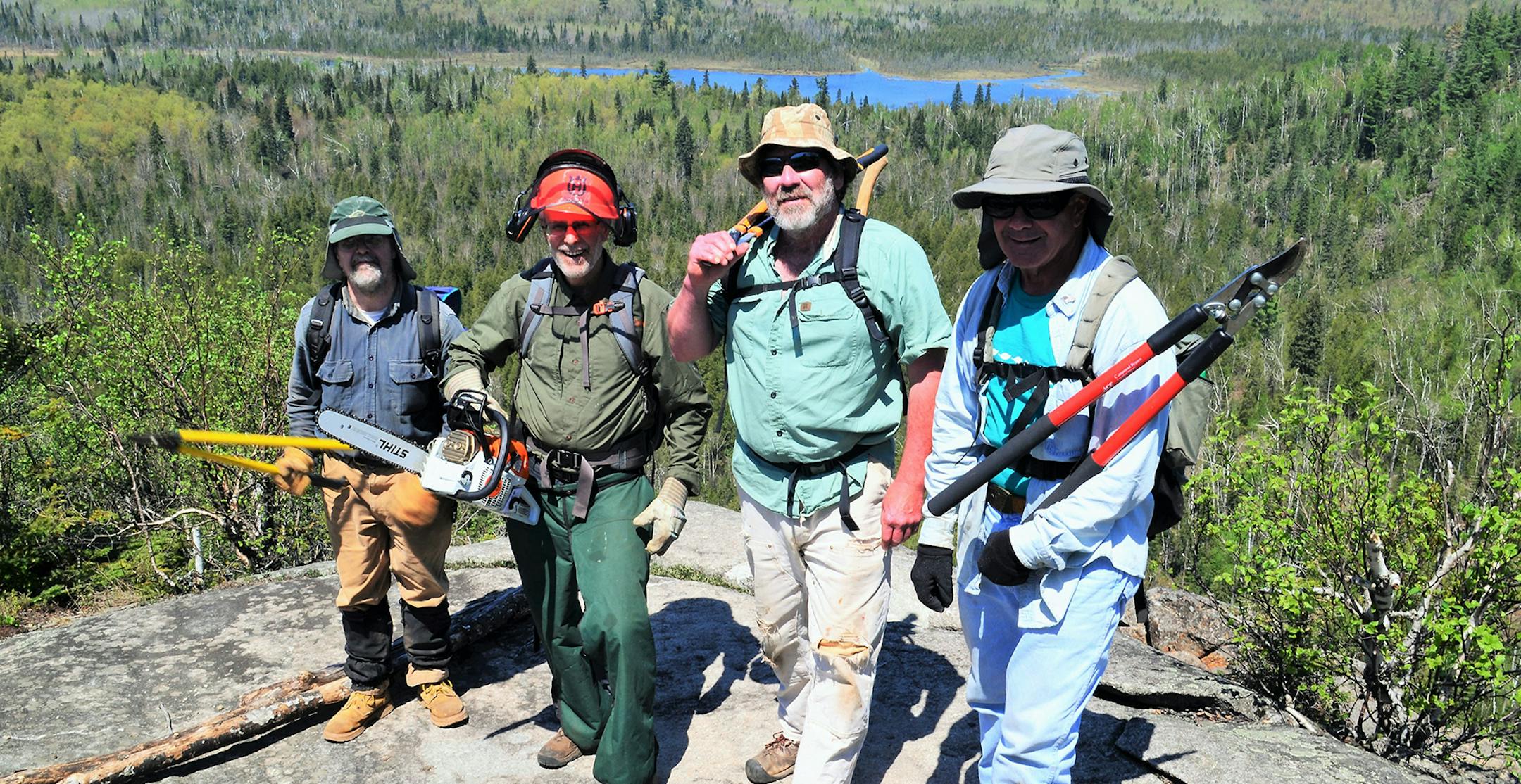 A volunteer crew on the Superior Hiking Trail.
