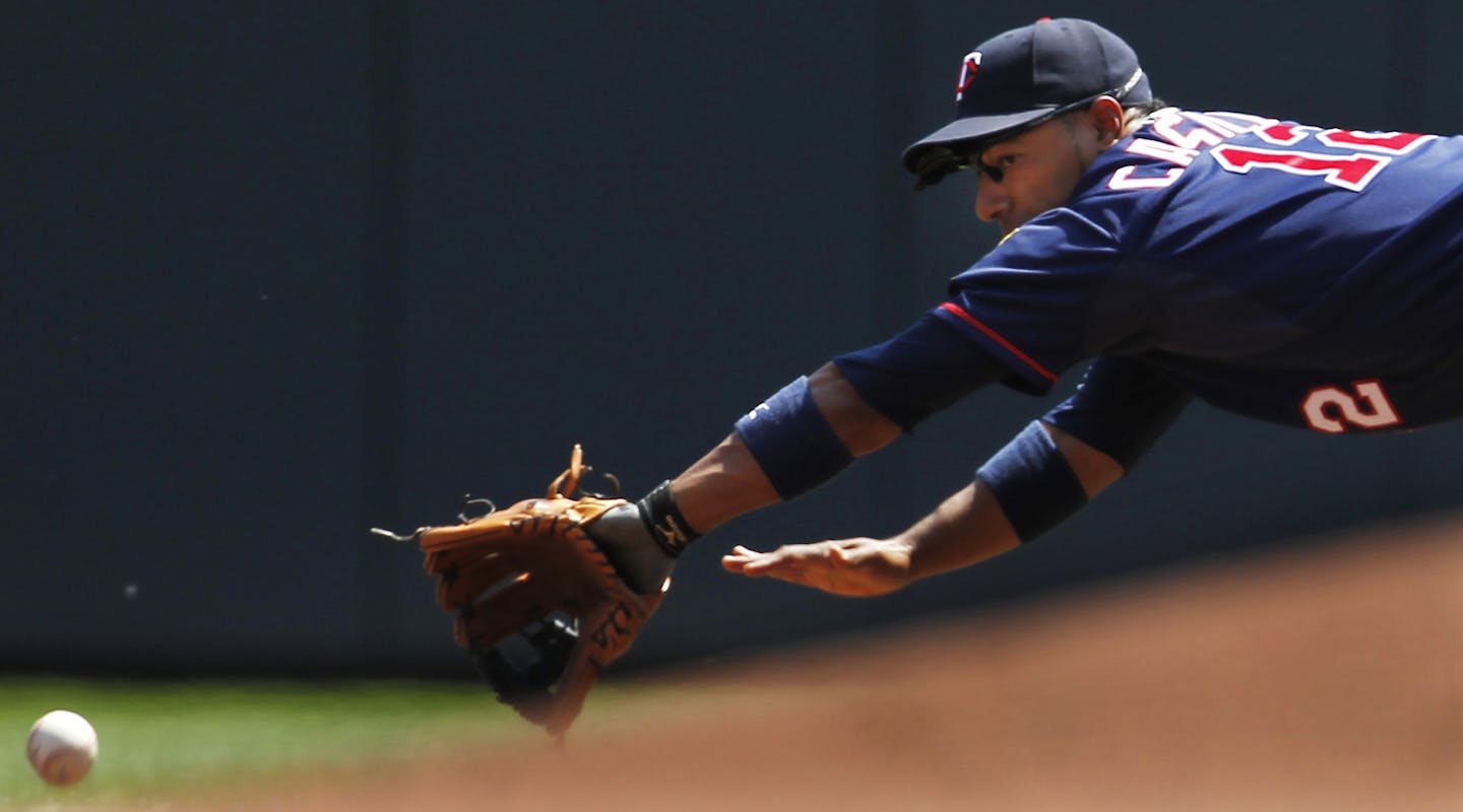 Second baseman Alexi Casilla couldn't stop this single by Cleveland's Asdrubal Cabrera. The Twins lost 5-0, shut out for the fourth time this year.