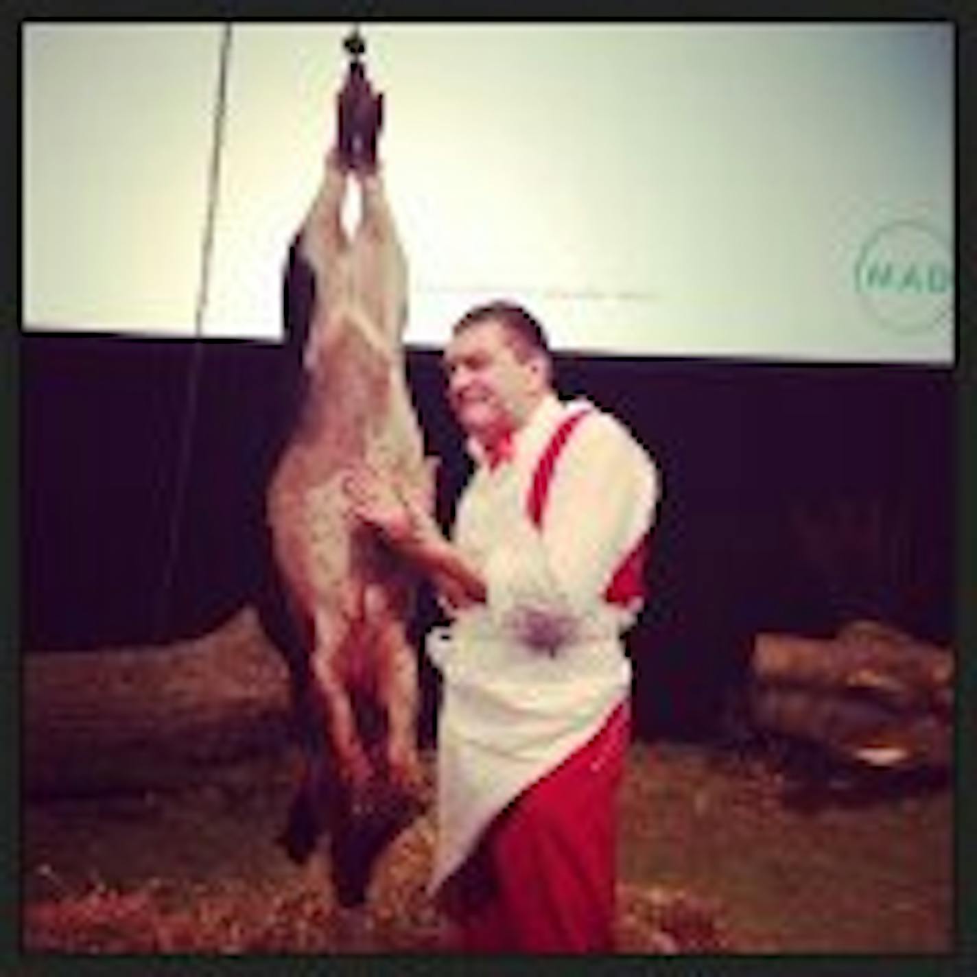 Darrio Cecchini and his pig. Photo by The Perennial Plate