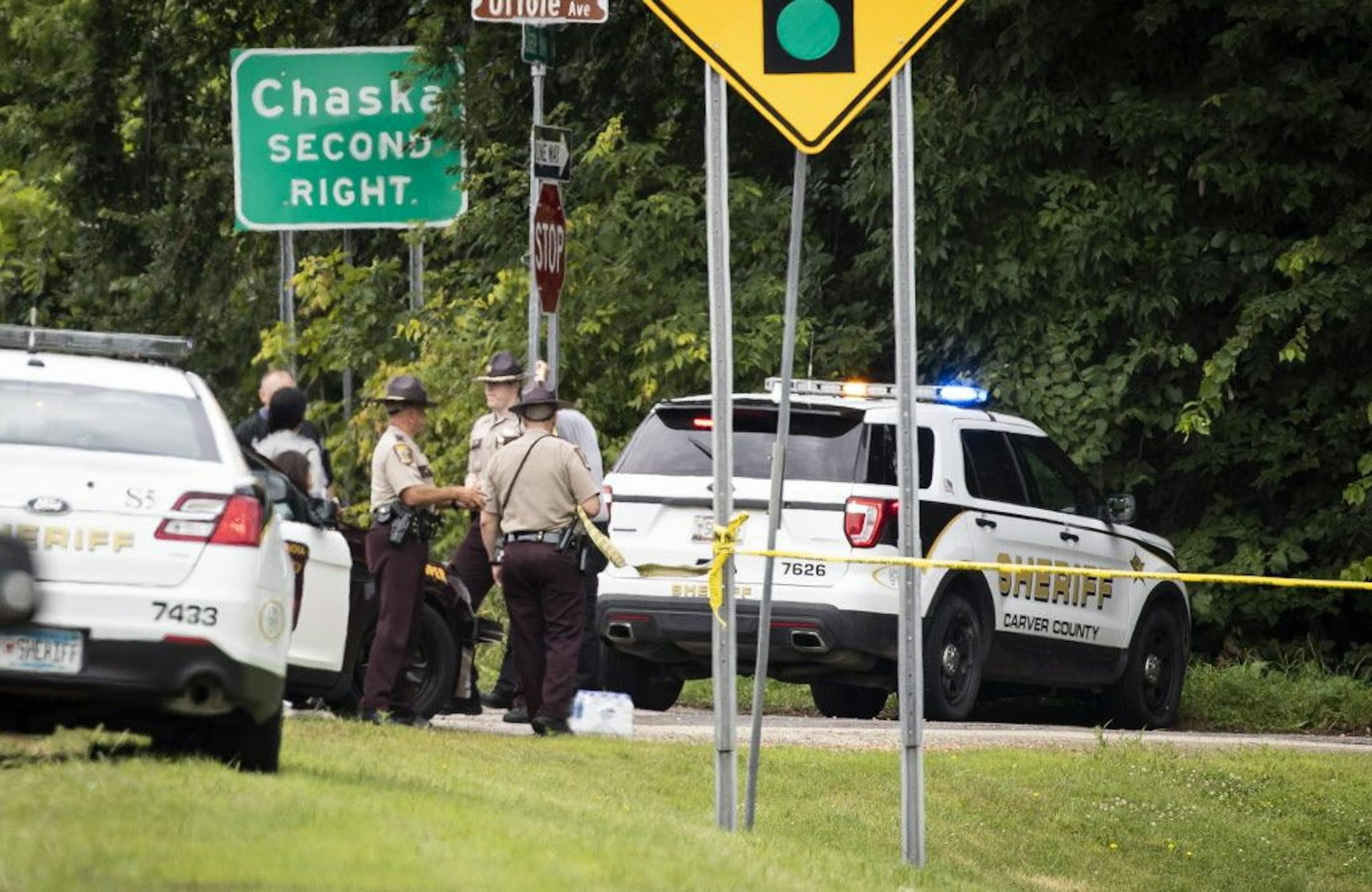 The scene of an officer involved shooting in Chanhassen, Minn., on July 13, 2018.