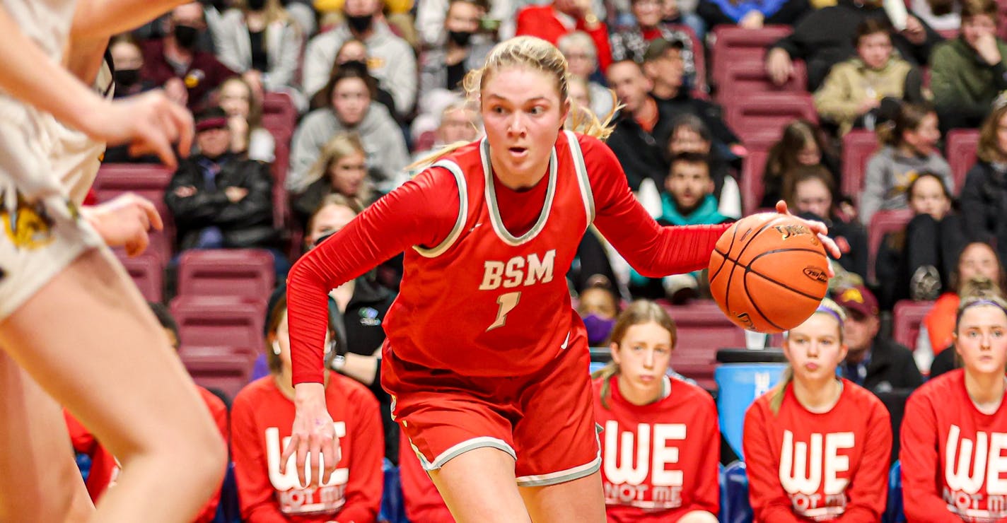 2022 Girls Basketball State tournament, first round, 10 a.m. games, 3-16-22. Photo by Mark Hvidsten, SportsEngine