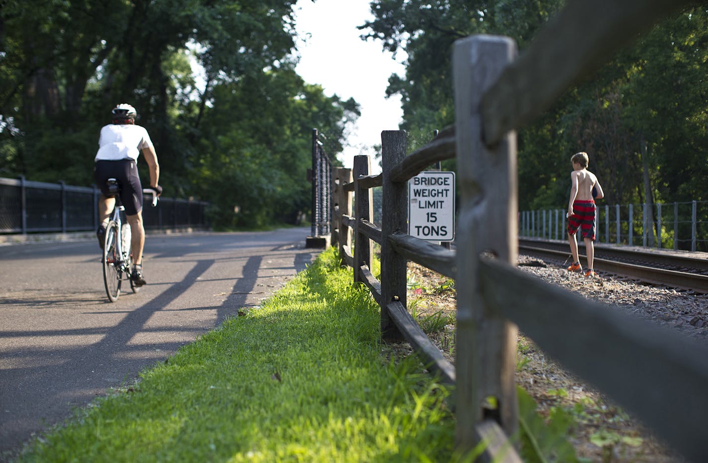 The Cedar Lake Trail runs alongside a freight train track that has been a proposed site for the Southwest Corridor light rail line in St. Louis Park.