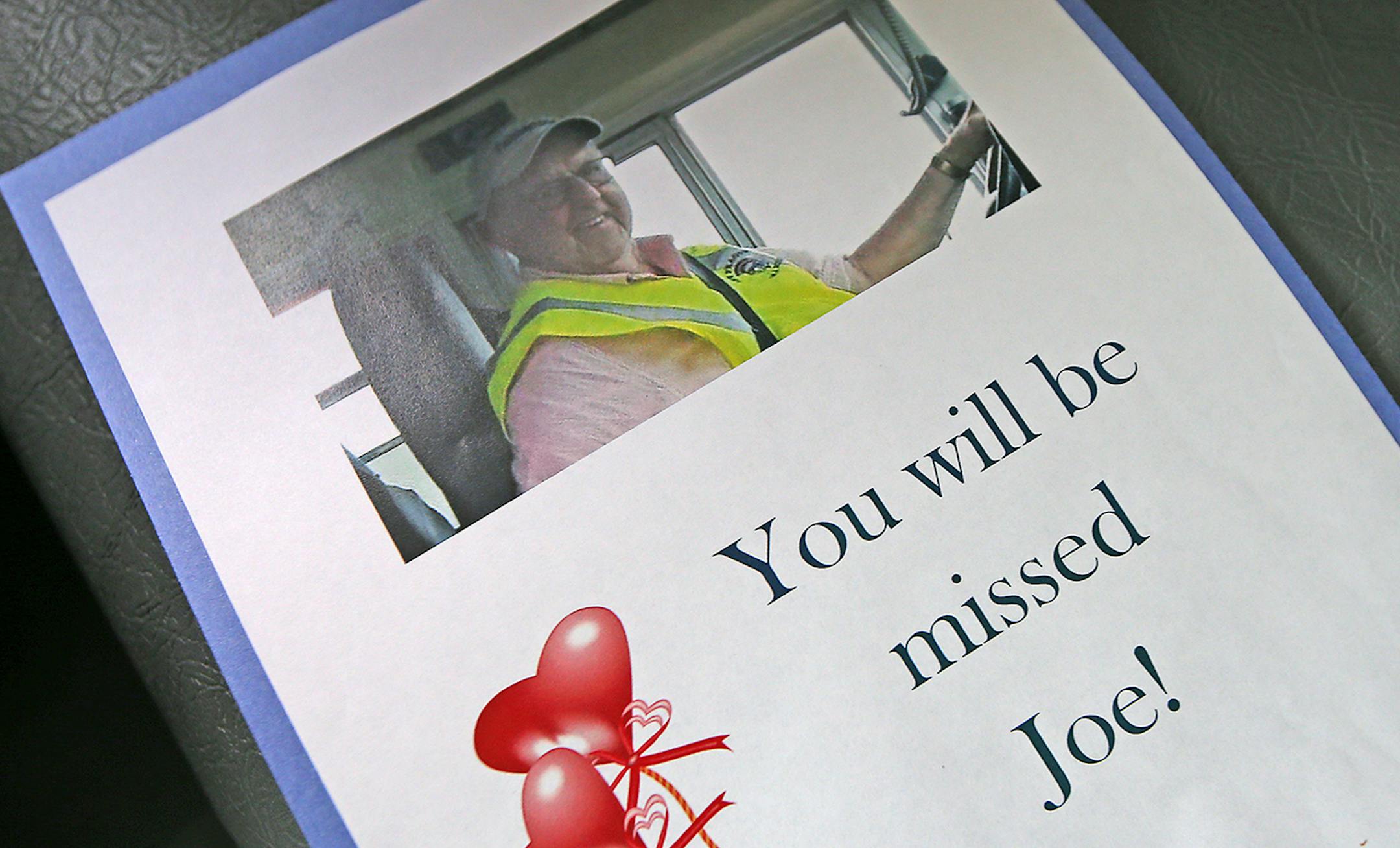 The Tikalsky family received this card on a bus seat as they handed out candy to kids that took Joseph Tikalsky's bus route, Friday, October 30, 2015 in New Prague, MN. ] (ELIZABETH FLORES/STAR TRIBUNE) ELIZABETH FLORES &#x2022; eflores@startribune.com