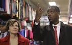 Minneapolis City Council member Abdi Warsame led Mayor Betsy Hodges on a swing through the Village Market Thursday afternoon. ] JEFF WHEELER &#xef; je