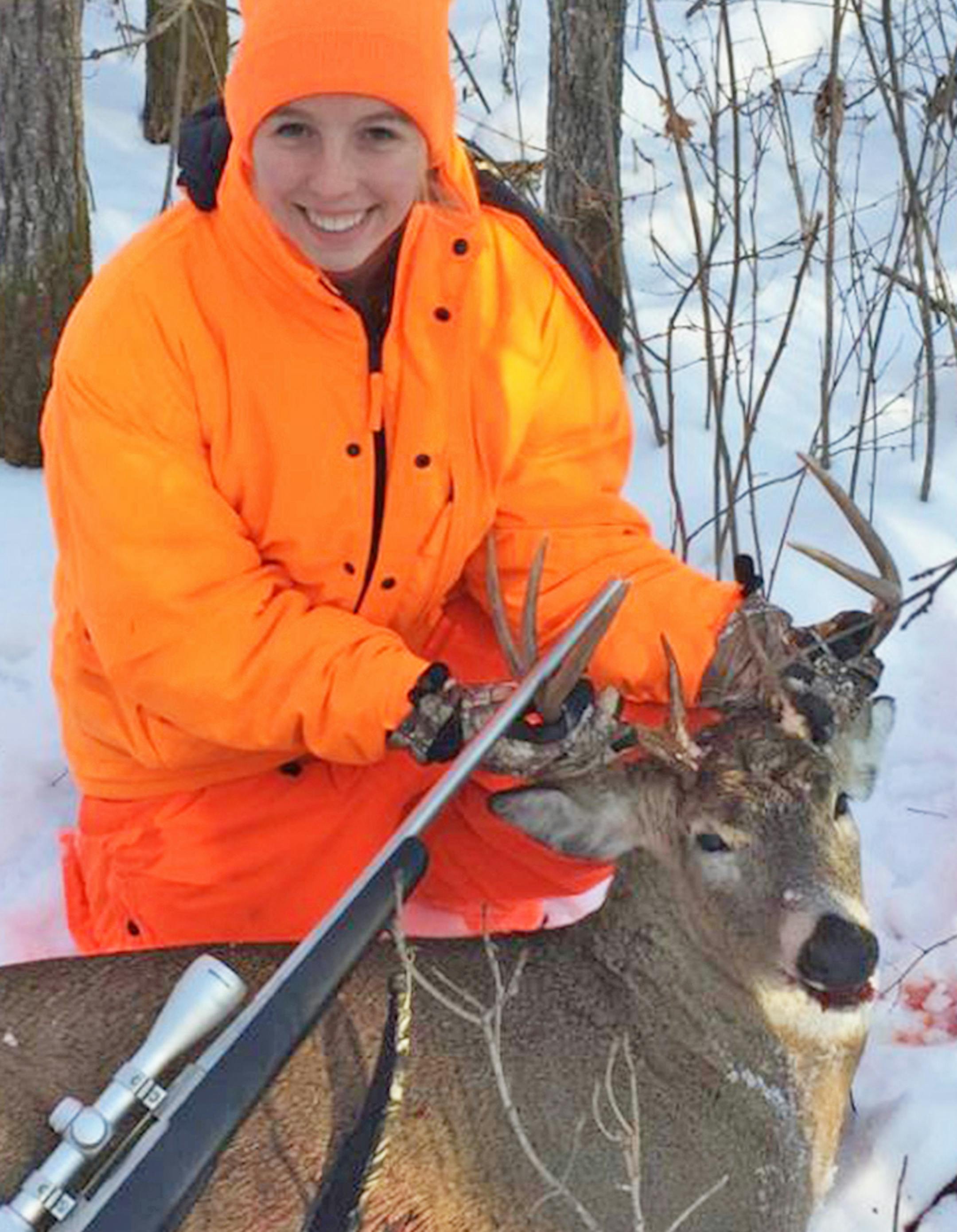 Stacy Anderson, 17, from Albertville, shot this buck from a stand on private land in Kittson County. Her success came on her first-ever deer hunt and she's looking forward to next year.