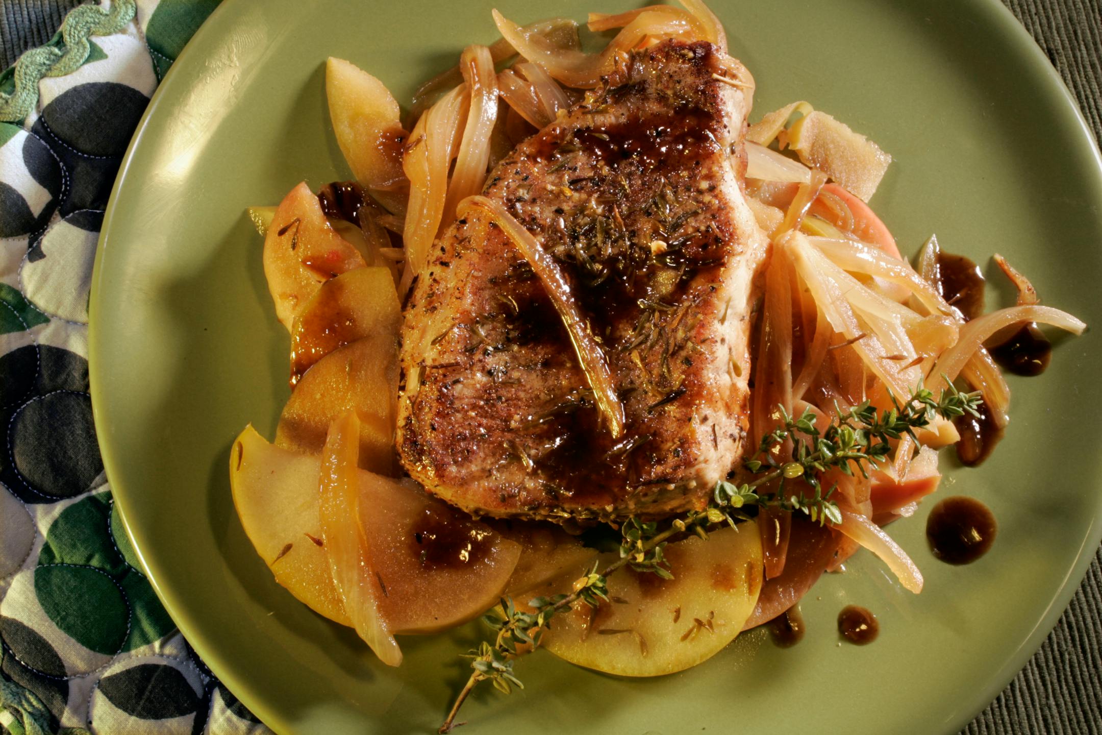 Apple-glazed pork chops