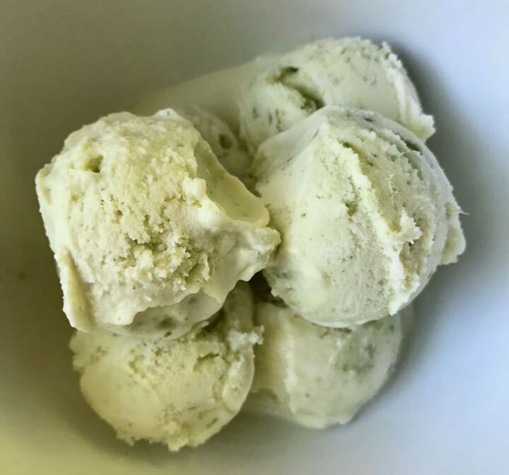 Sweet basil vanilla ice cream from La La Homemade Ice Cream in Minneapolis.