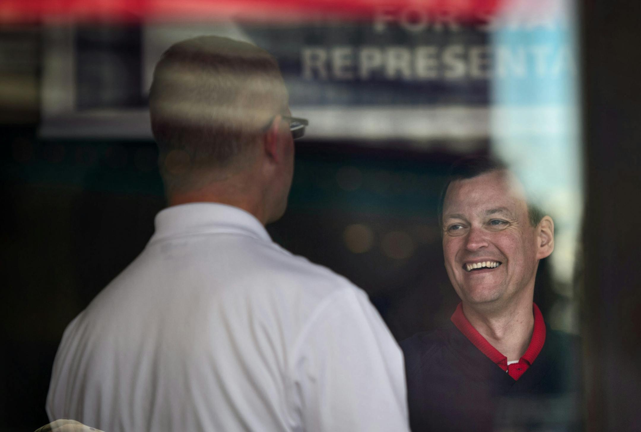 GOP candidate for Governor Jeff Johnson visited Waconia Mayor and candidate for State Representative Jim Nash at the GOP Victory Center during Waconia's Nickle Dickle Day celebration. ] Sunday September 7, 2014 GLEN STUBBE * gstubbe@startribune.com
