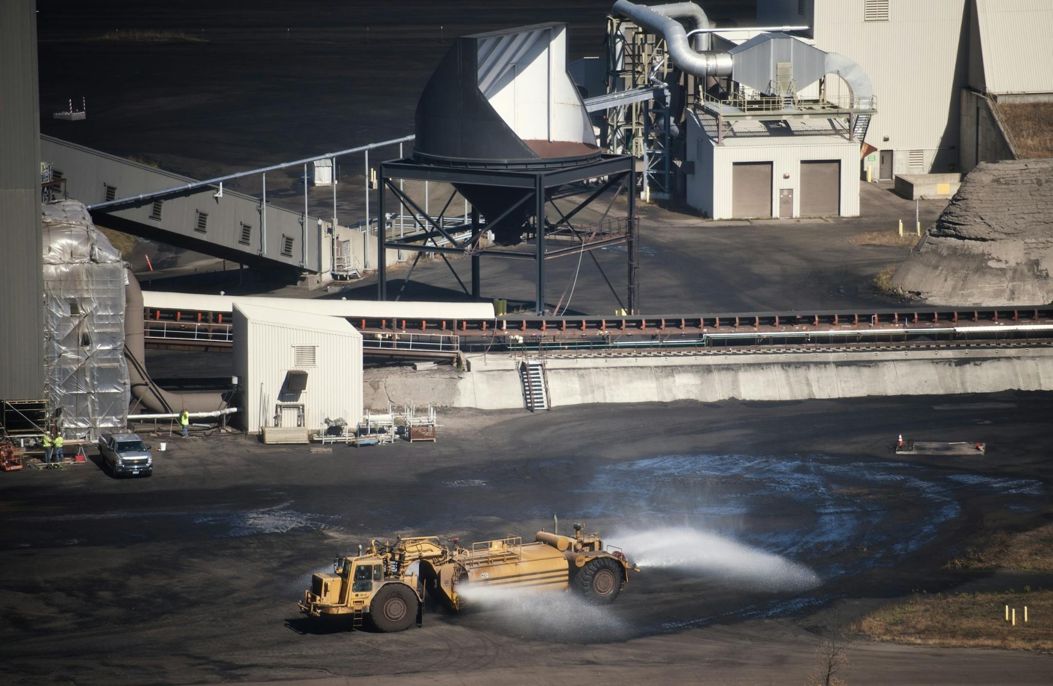 A water truck keeps coal dust down. Excel Energy had an open house at the Sherburne County Generating Plant (Sherco) in Becker, Minnesota, Tuesday, October 2, 2012 Last November Unit 3 of the coal-fired plant had a catastrophic failure taking the plant offline.