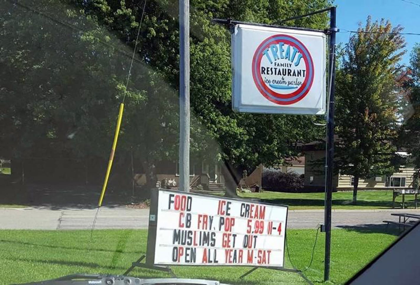 Joe Reyes, who originally posted the image of the controverial sign to the Lonsdale Happenings Facebook page, said on Tuesday: &#x201c;I do not like seeing our town in this negative image of intolerance. I love this town. This business does not represent our town.&#x201d;