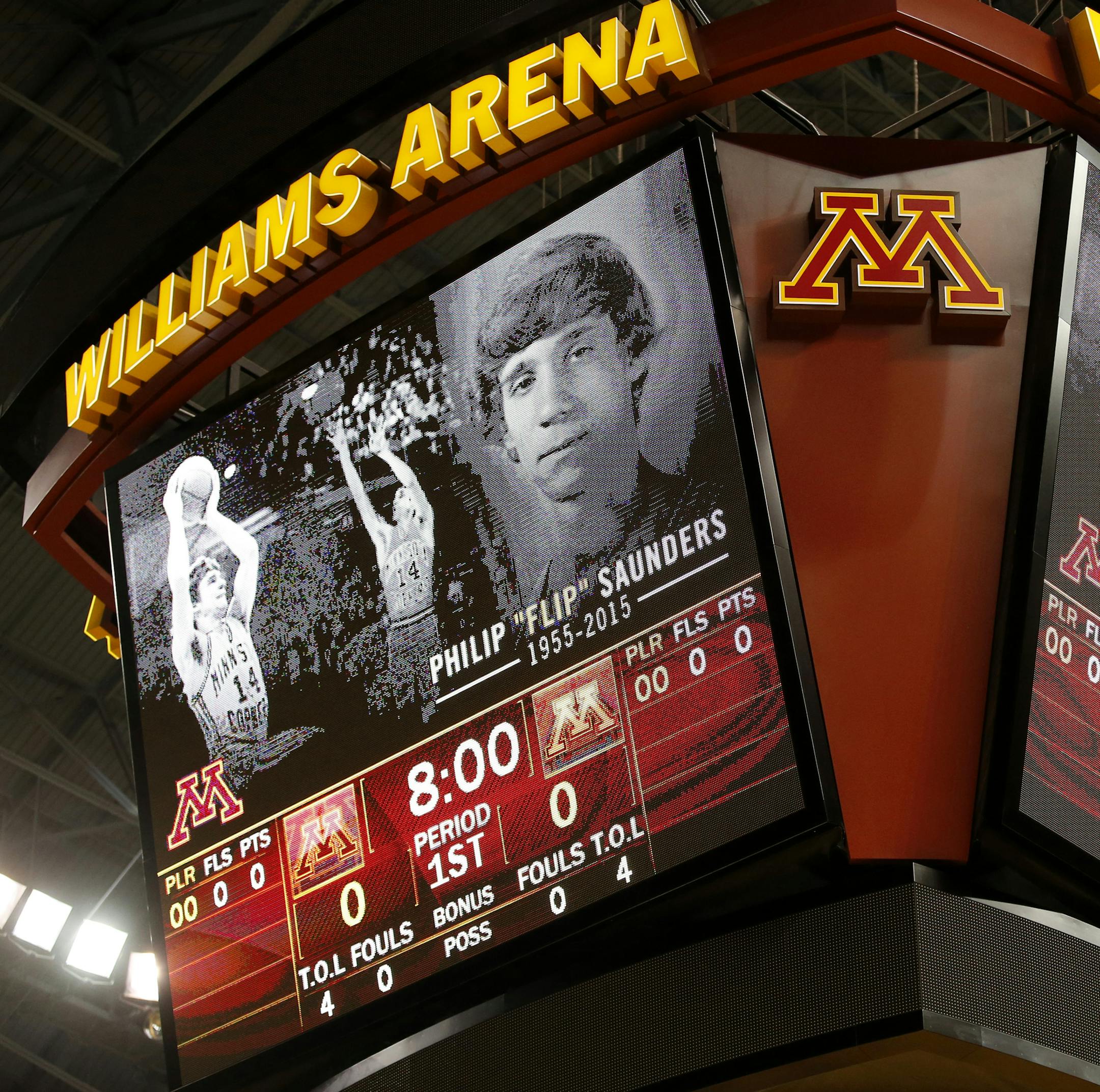 A moment of silence was observed at Williams Arena before a team scrimmage after news of the passing of former Gophers player Flip Saunders. ] CARLOS GONZALEZ ï cgonzalez@startribune.com - October 25, 2015, Minneapolis, MN, Williams Arena, University of Minnesota Gophers Basketball Scrimmage,