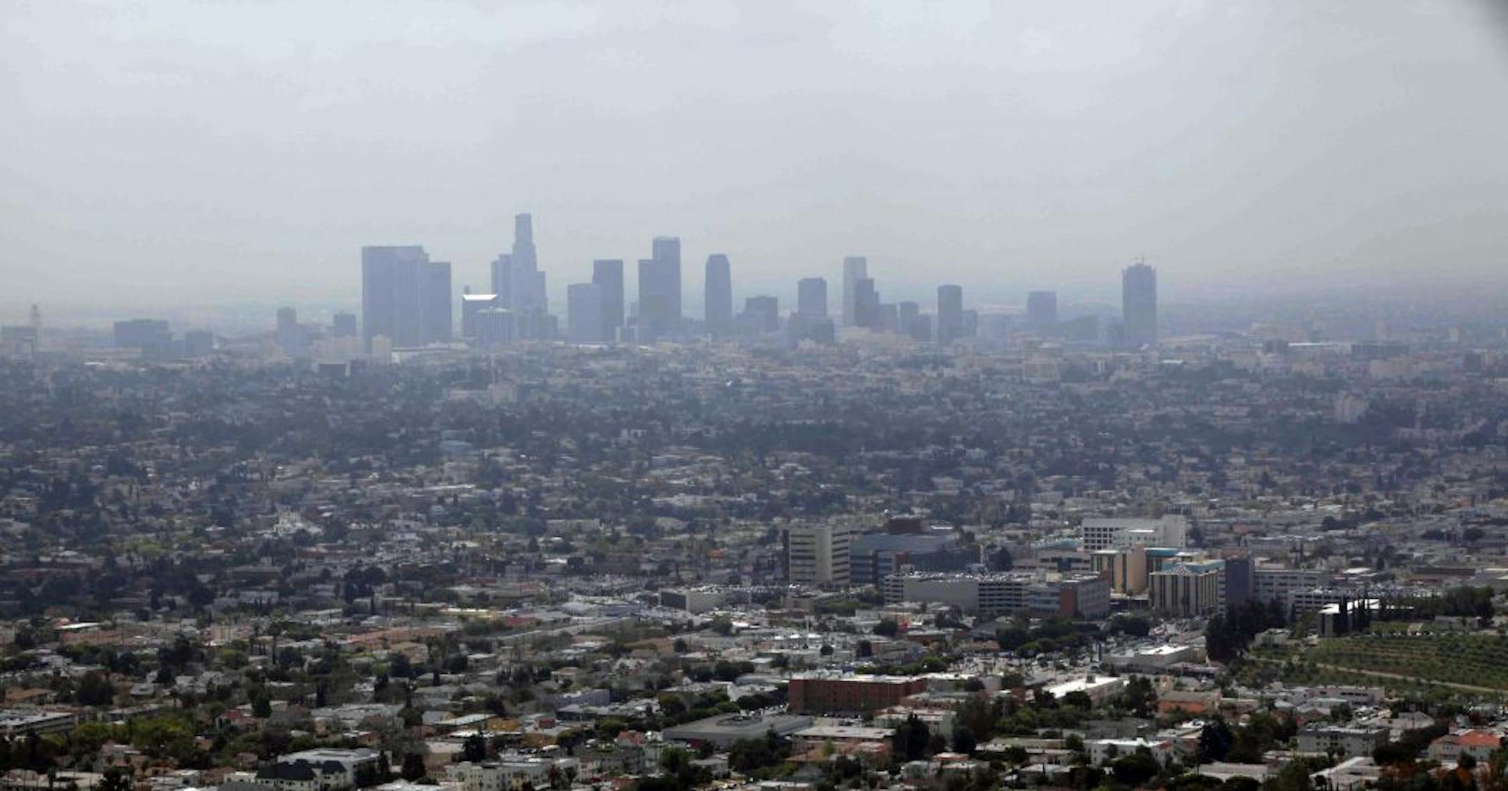 Smog covering downtown Los Angeles.