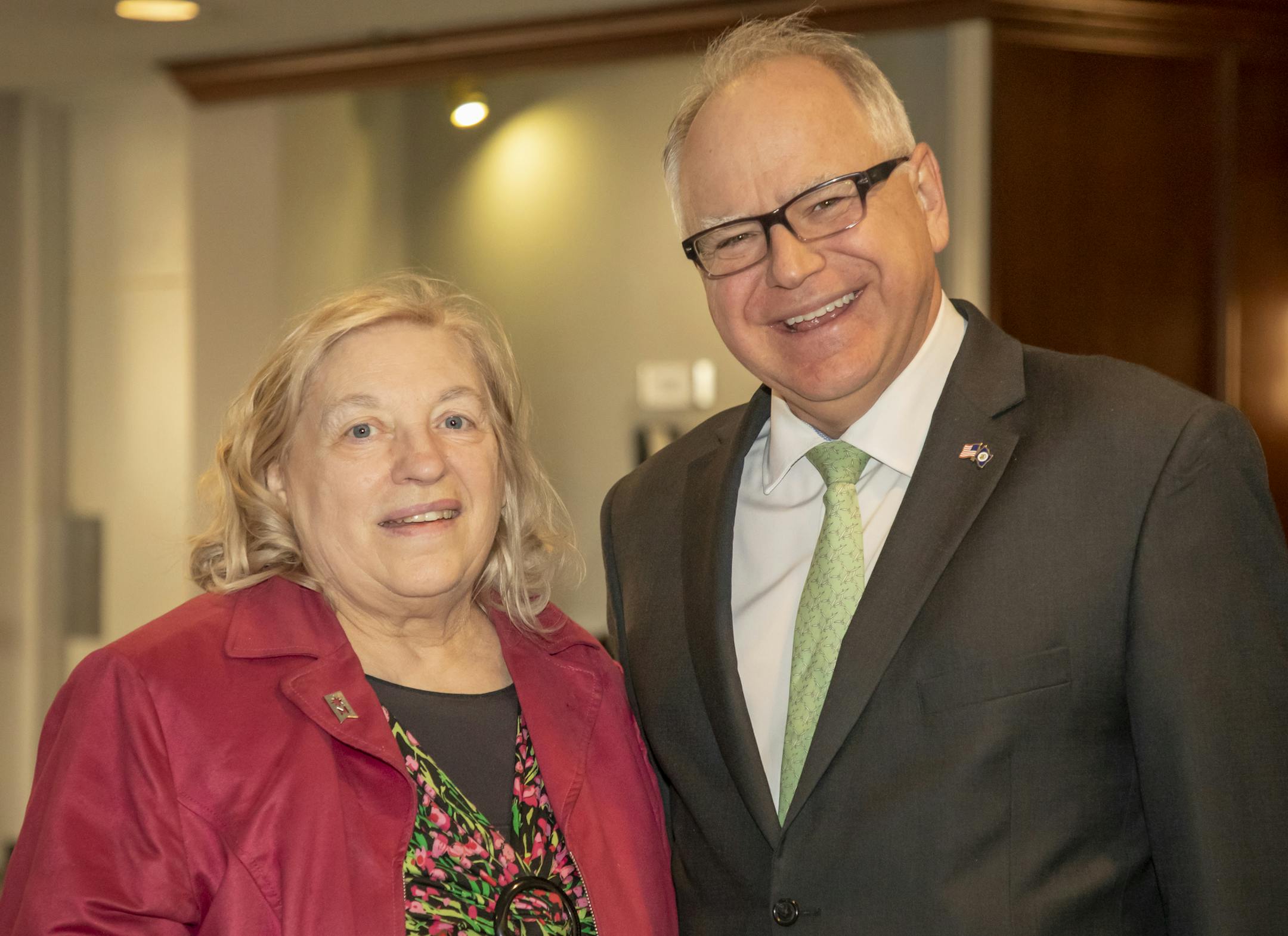 Louise Sundin and Gov. Tim Walz at the Nellie Stone Johnson Scholarship Dinner. [ Special to Star Tribune, photo by Matt Blewett, Matte B Photography, matt@mattebphoto.com, Nellie Stone Johnson Scholarship Program, March 21, 2019, Minnesota, SAXO 1008218761 FACE033119