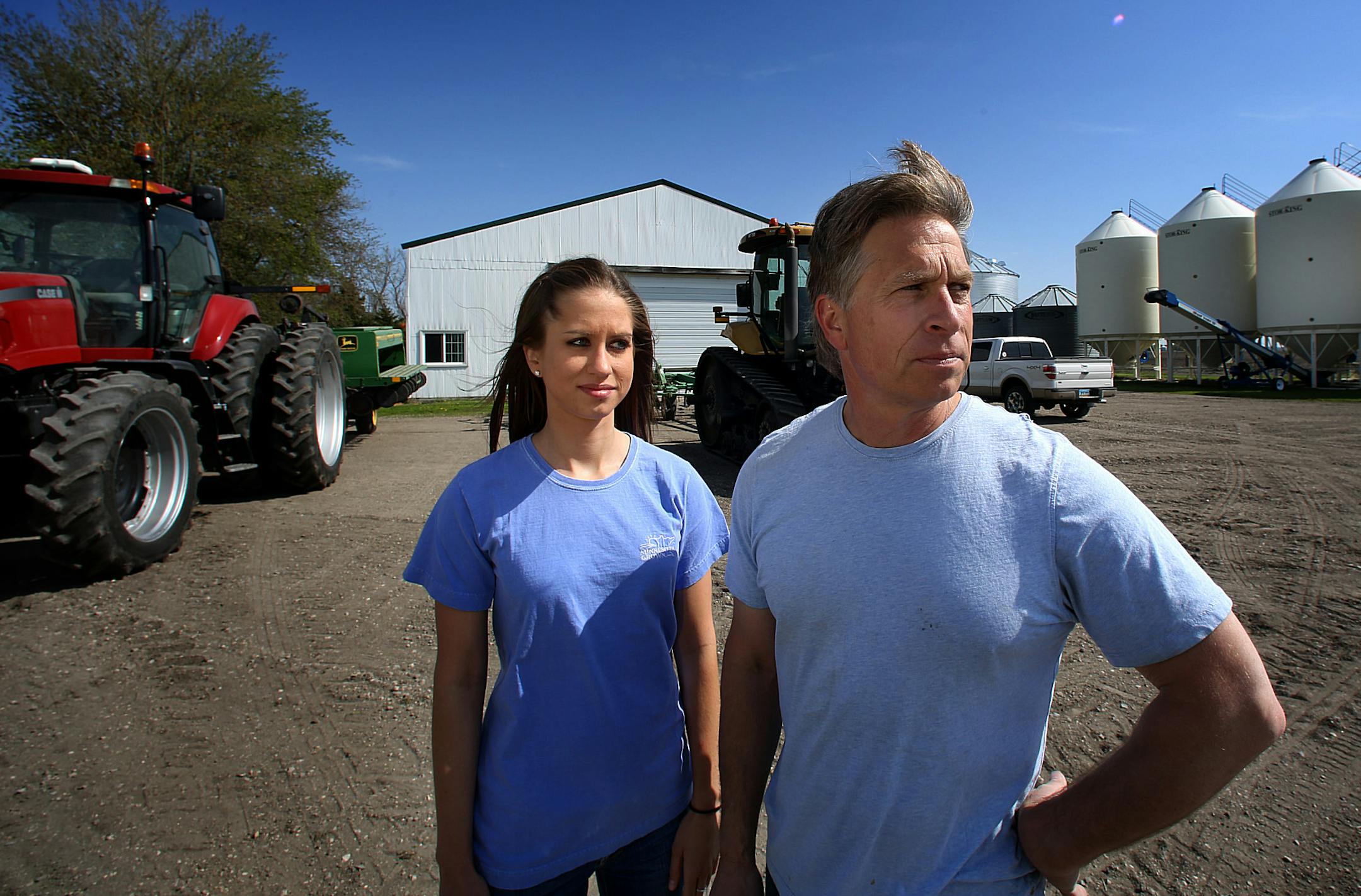 Mark Askegaard farms organic crops with his daughter, Beth, on land that his great-grandfather realized was high enough to avoid flood waters from the nearby Red River. ] JIM GEHRZ &#x201a;&#xc4;&#xa2; jgehrz@startribune.com / Moorhead, MN / May 23, 2014 / 10:00 AM / BACKGROUND INFORMATION: Four generations of Mark Askegaard's family have farmed the land south of Moorhead, near Comstock. Now the land, and Askegaard's livelihood as an organic farmer, could be under threat. The massive $2 billion