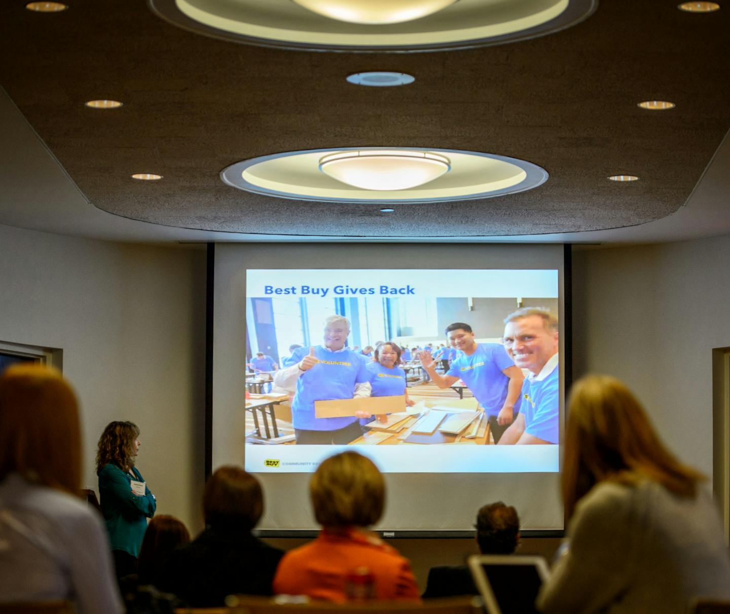 Andrea Wood, associate director of community relations at Best Buy discussed how brand allignment converges with corporate social responsibility at the Convergence Summit. ] GLEN STUBBE * gstubbe@startribune.com Monday, April 4, 2016 The Minnesota chapter of the International Association of Business Communicators is hosting its first Convergence Summit on Monday at the University of Minnesota.