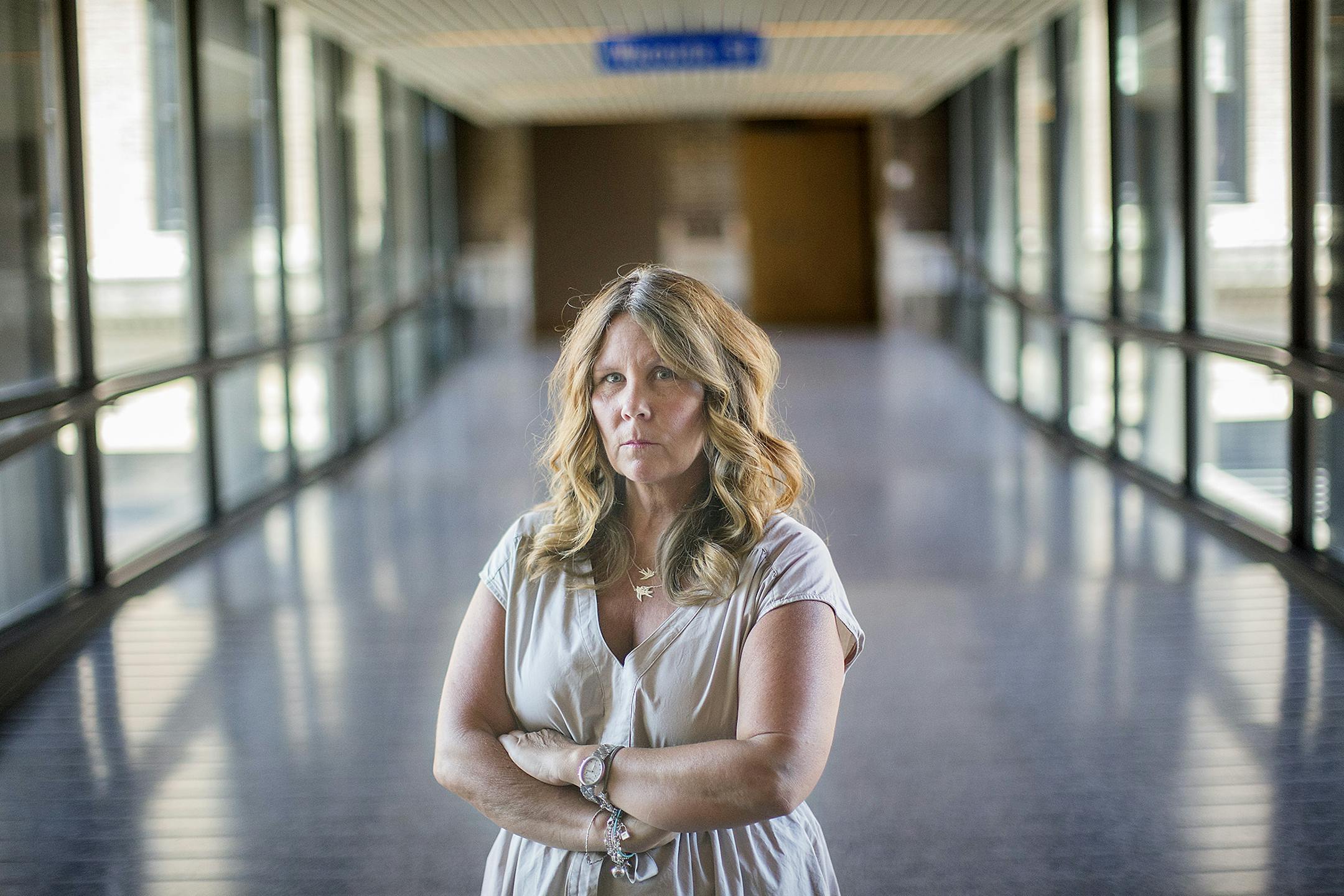 Jaunae Brooks, a Lowertown building owner, stood in the skyway that she believes should be able to lock to prevent people from coming through her building and creating problems at night, Wednesday, June 7, 2017 in St. Paul, MN. The city will consider Brooks' request to close her skyway earlier at Wednesday's council meeting. ] ELIZABETH FLORES ï liz.flores@startribune.com