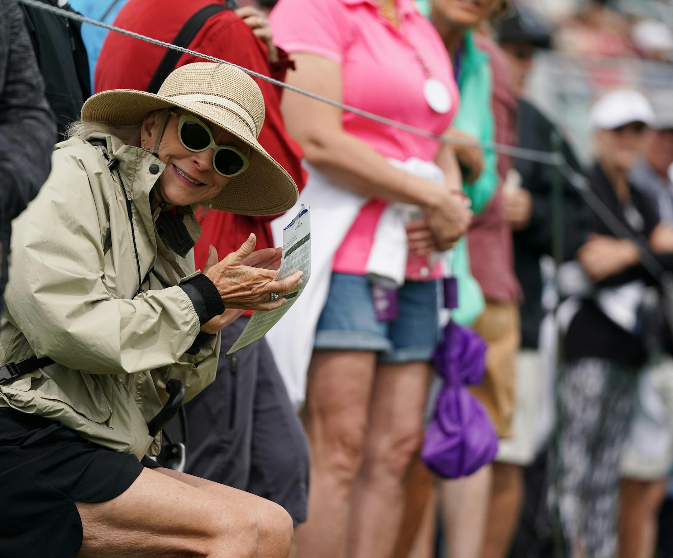 Polly Denton of Belle Plaine, Minn. clapped from her seat along the ropes as Hannah Green hit down the 9th hole fairway. ] ANTHONY SOUFFLE &#x2022; anthony.souffle@startribune.com Golfers took part in the second day of competition play during the KPMG Women's PGA Championship Tournament Friday, June 21, 2019 at Hazeltine National Golf Club in Chaska, Minn.