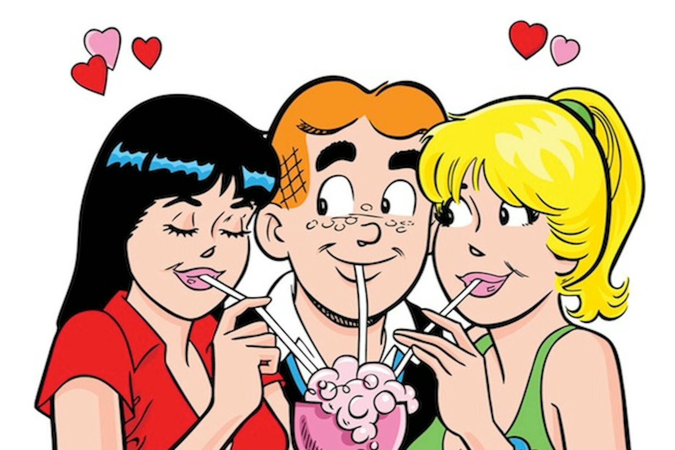 This comic image released by Archie Comics shows Veronica, left, Archie, center, and Betty, characters from the Archie's comic book series.