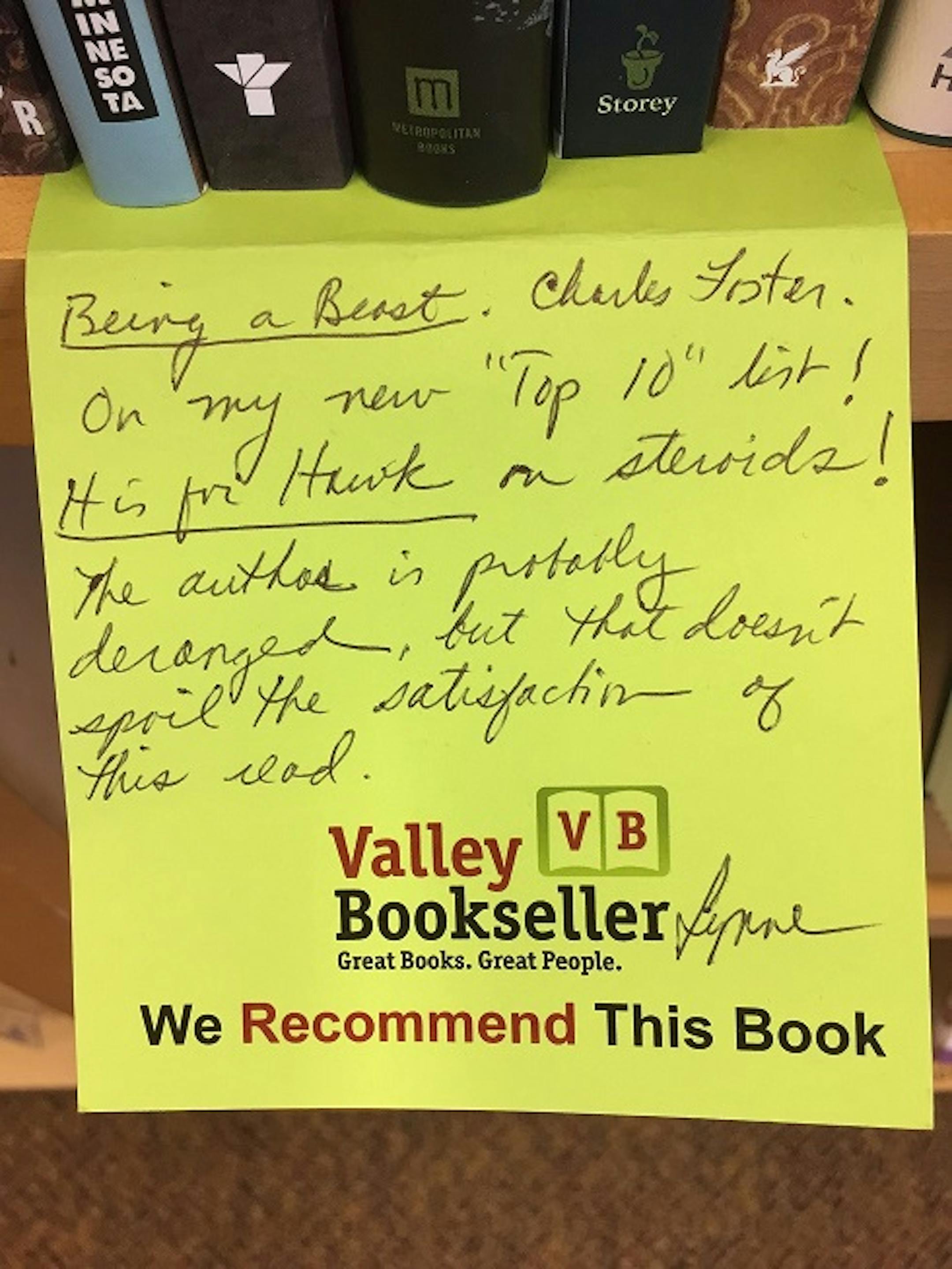 Shelftalker from Valley Bookseller, Stillwater