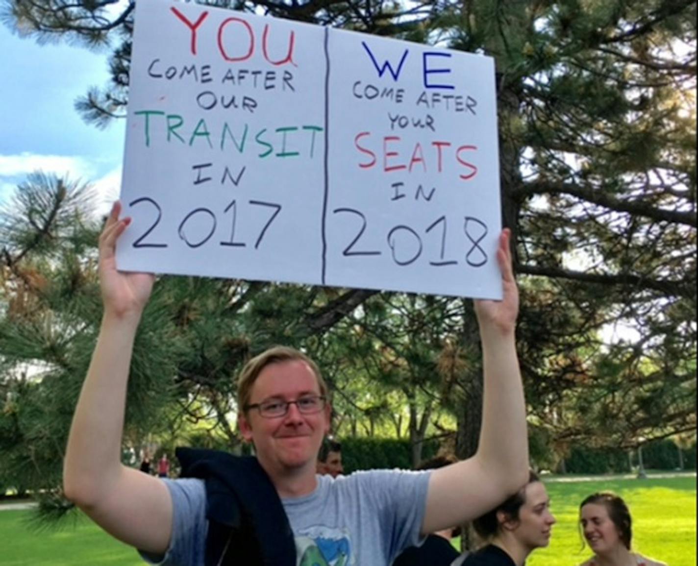 About 150 people rallied in support of public transit Tuesday night outside the Minnesota State Capitol.