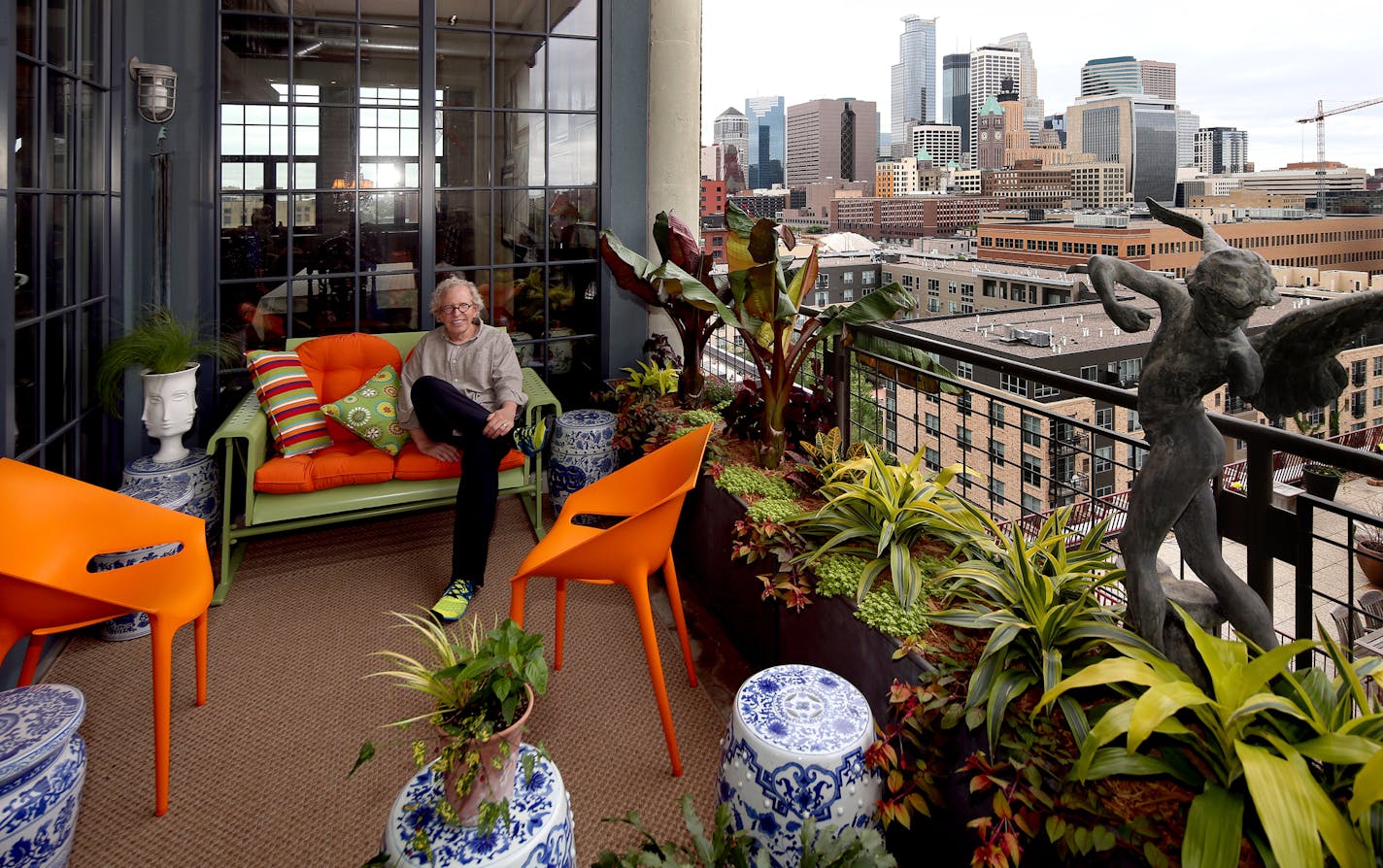 Teddy Bair's balcony garden. ] JOELKOYAMA&#x201a;&#xc4;&#xa2;jkoyama@startribune Minneapolis, MN on June 12, 2014. The condo boom is producing a bumper crop of balcony and rooftop gardens, tended by everyone from empty nesters who downsized their garden along with their house, to young urbanites just learning how to grow.