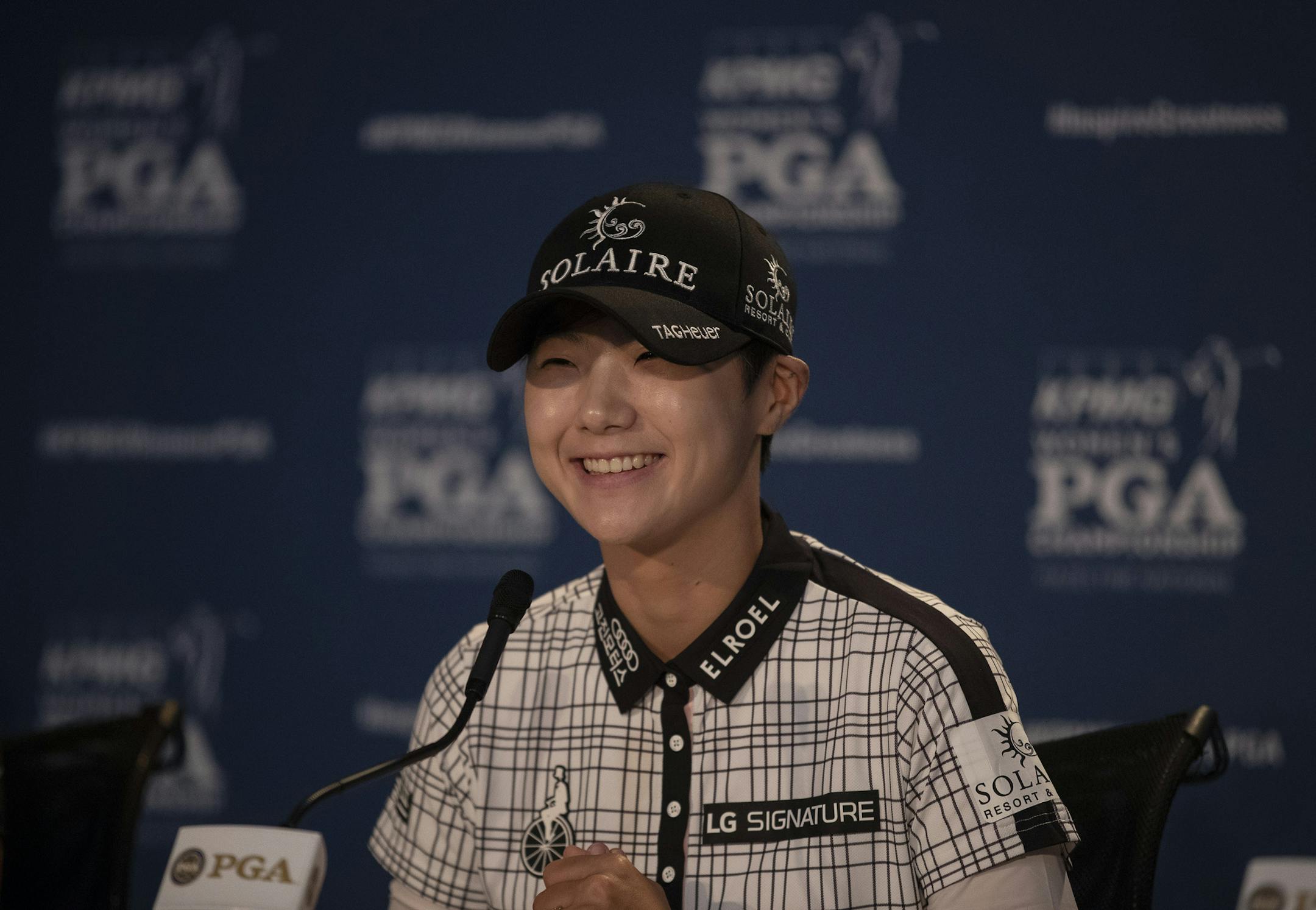 Sung Hyun Park defending champion spoke during a press conference at Hazeltine National Golf Club Wednesday June 19, 2019 in Minneapolis, MN.] Jerry Holt &#x2022; Jerry.holt@startribune.com I
