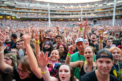 Thousands of fans packed Target Field for the Hella Mega Tour featuring Weezer, Fall Out Boy and Green Day on Monday evening.