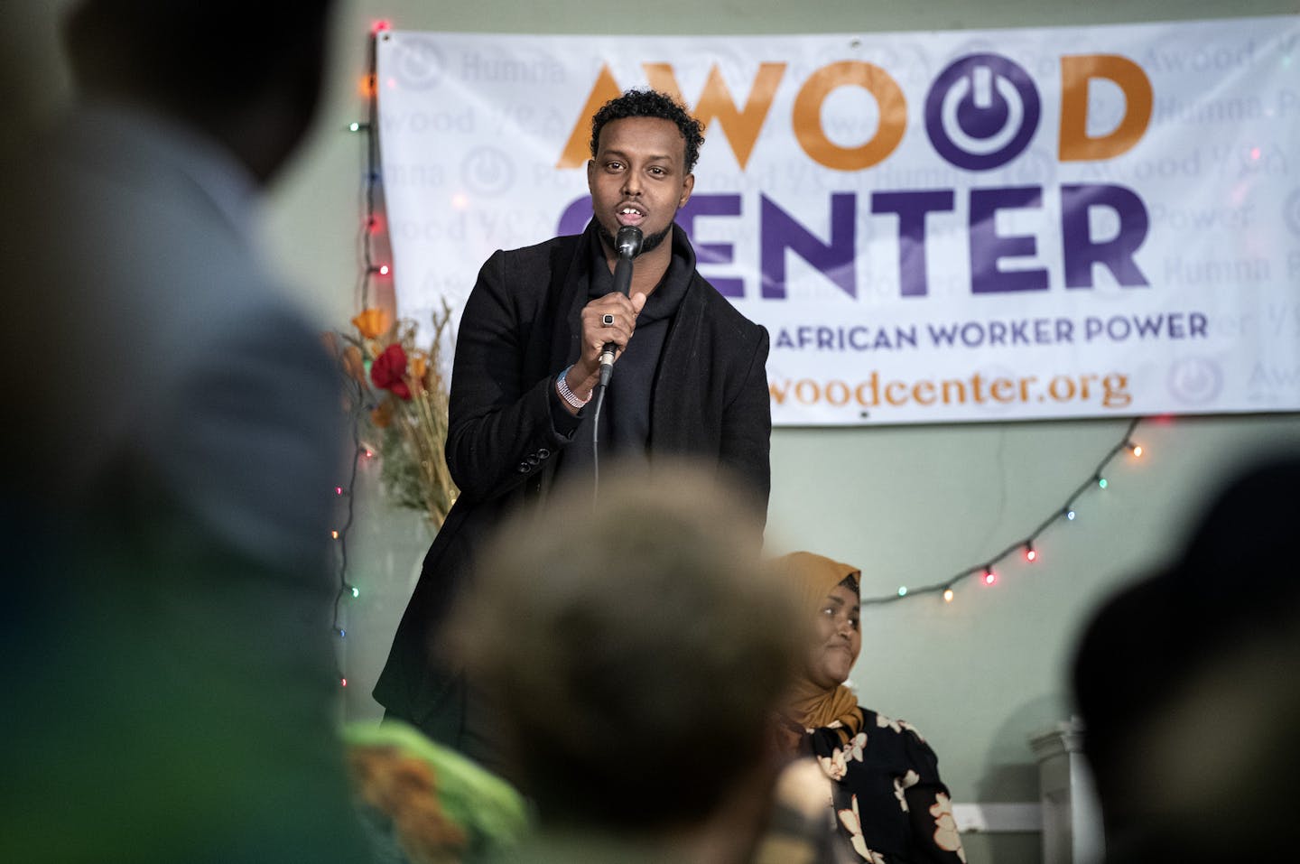 Amazon employee Ahmed Jama spoke at a forum held by the Awood Center. ] CARLOS GONZALEZ &#xa5; cgonzalez@startribune.com &#xd0; Minneapolis, MN &#xd0; November 25, 2019, Bethany Lutheran, Awood Center holds a forum on what it's like to be an East African worker at Amazon