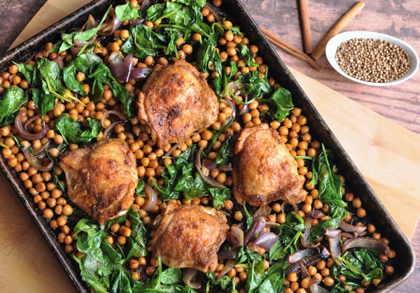 Moroccan-Spiced Chicken and Chickpea Sheet-Pan Dinner