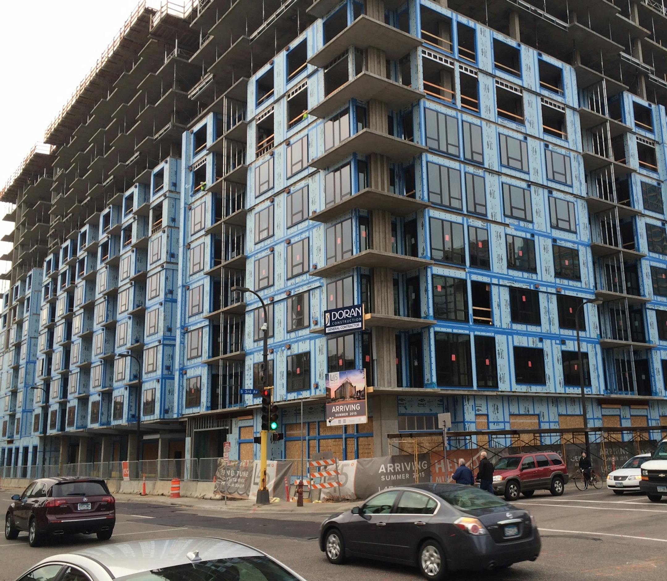 An Alatus apartment building under construction last week at Washington Avenue and 3rd Avenue S.