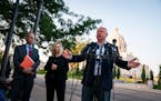 Gov. Tim Walz speaks at a news conference outside the Capitol in June. He officially announced his re-election bid Oct. 19.