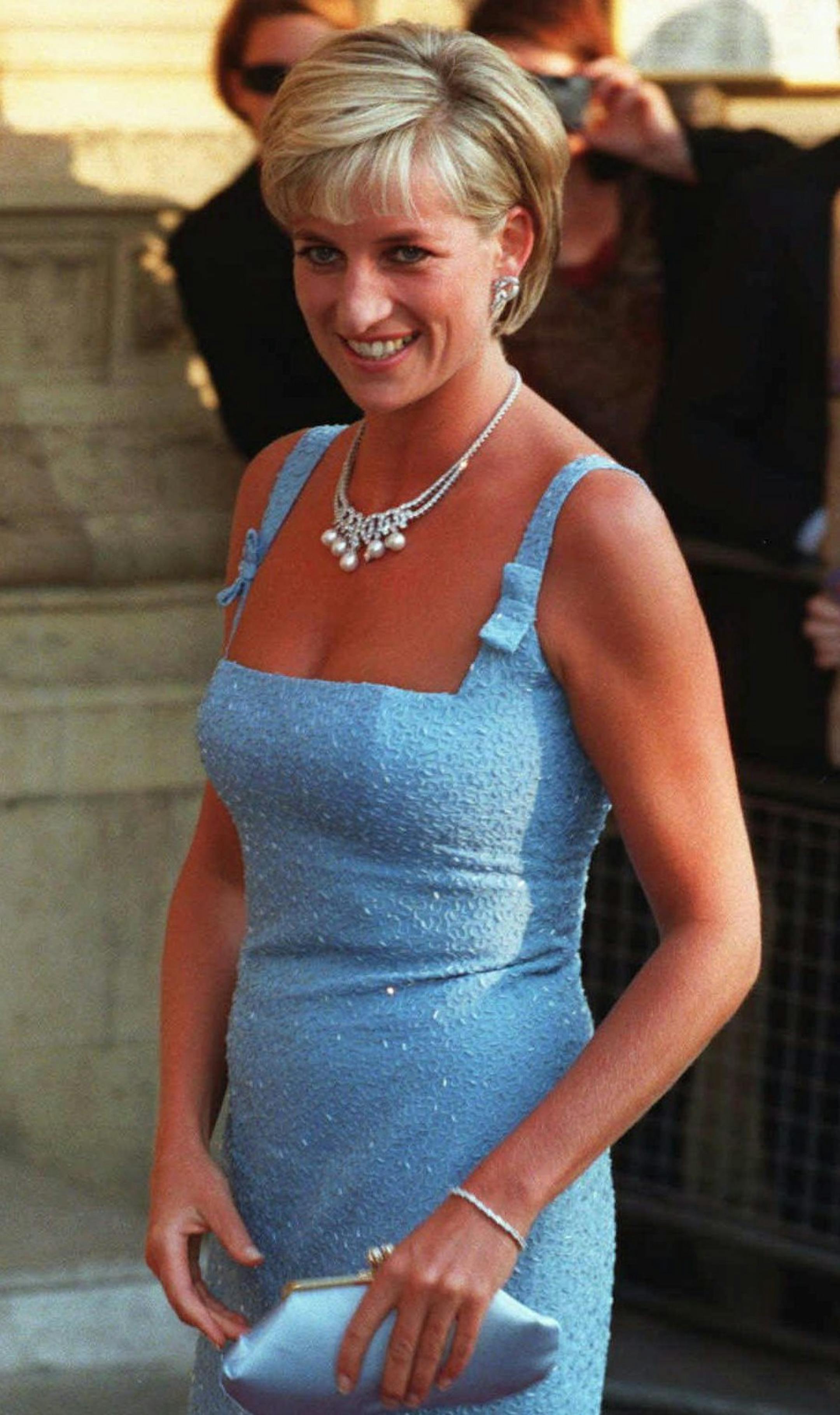FILE--Britain's Princess Diana arrives at the Royal Albert Hall for a gala performance of Swan Lake Tuesday June 3, 1997. Diana, Princess of Wales, was seriously injured in a car crash in Paris early Sunday Aug. 31, 1997, that killed her boyfriend, Dodi Fayed, and the chauffeur, police said. (AP Photo/Jacqueline Arzt)