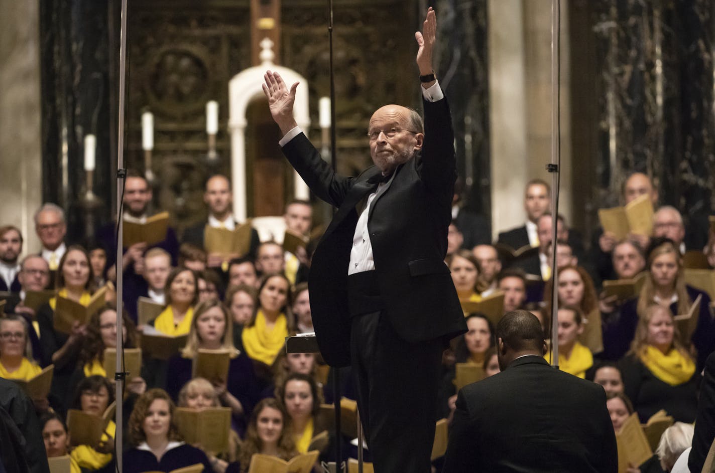 Philip Brunelle conducted a VocalEssence performance at the Cathedral of St. Paul.