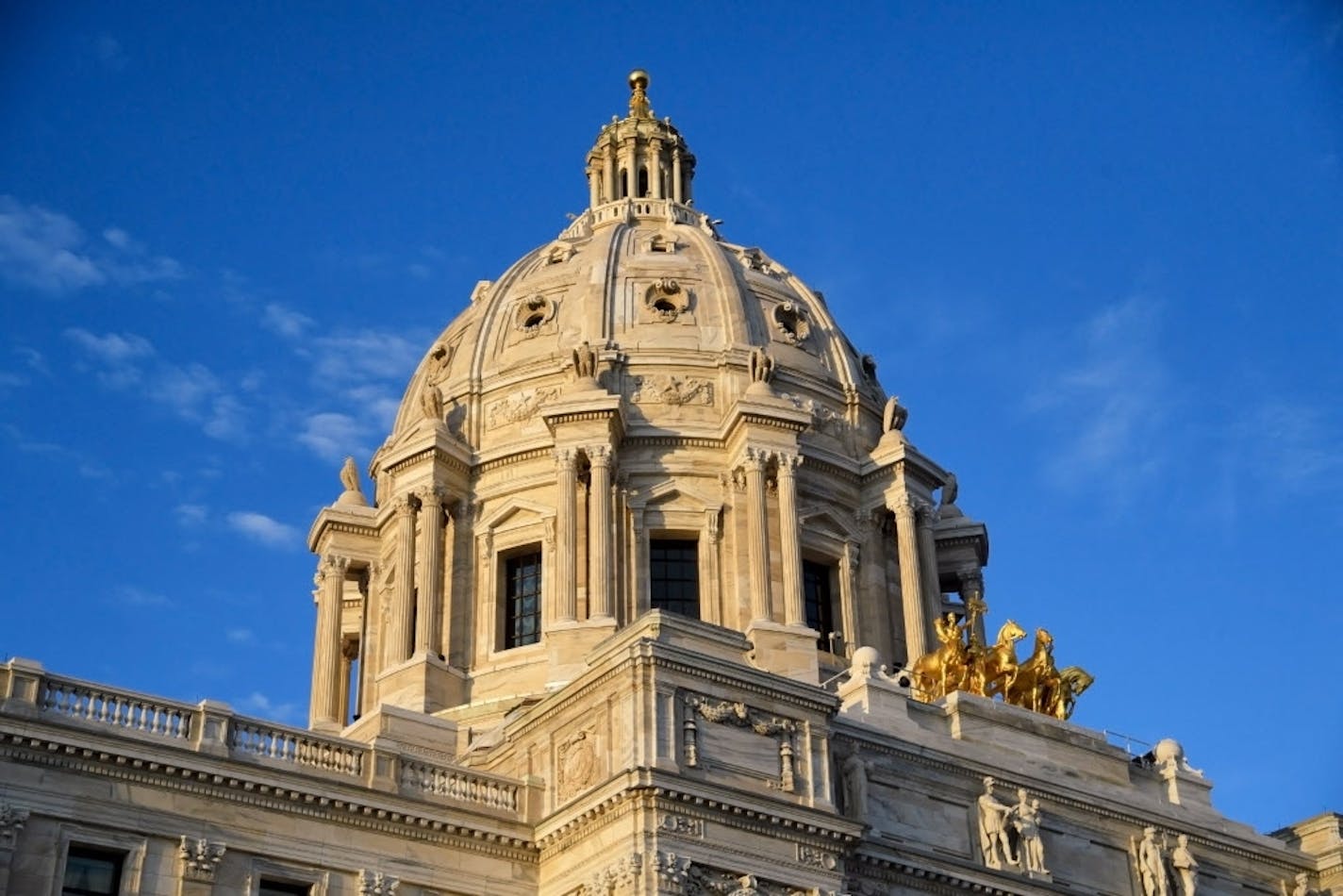 The Minnesota State Capitol in the evening sun.