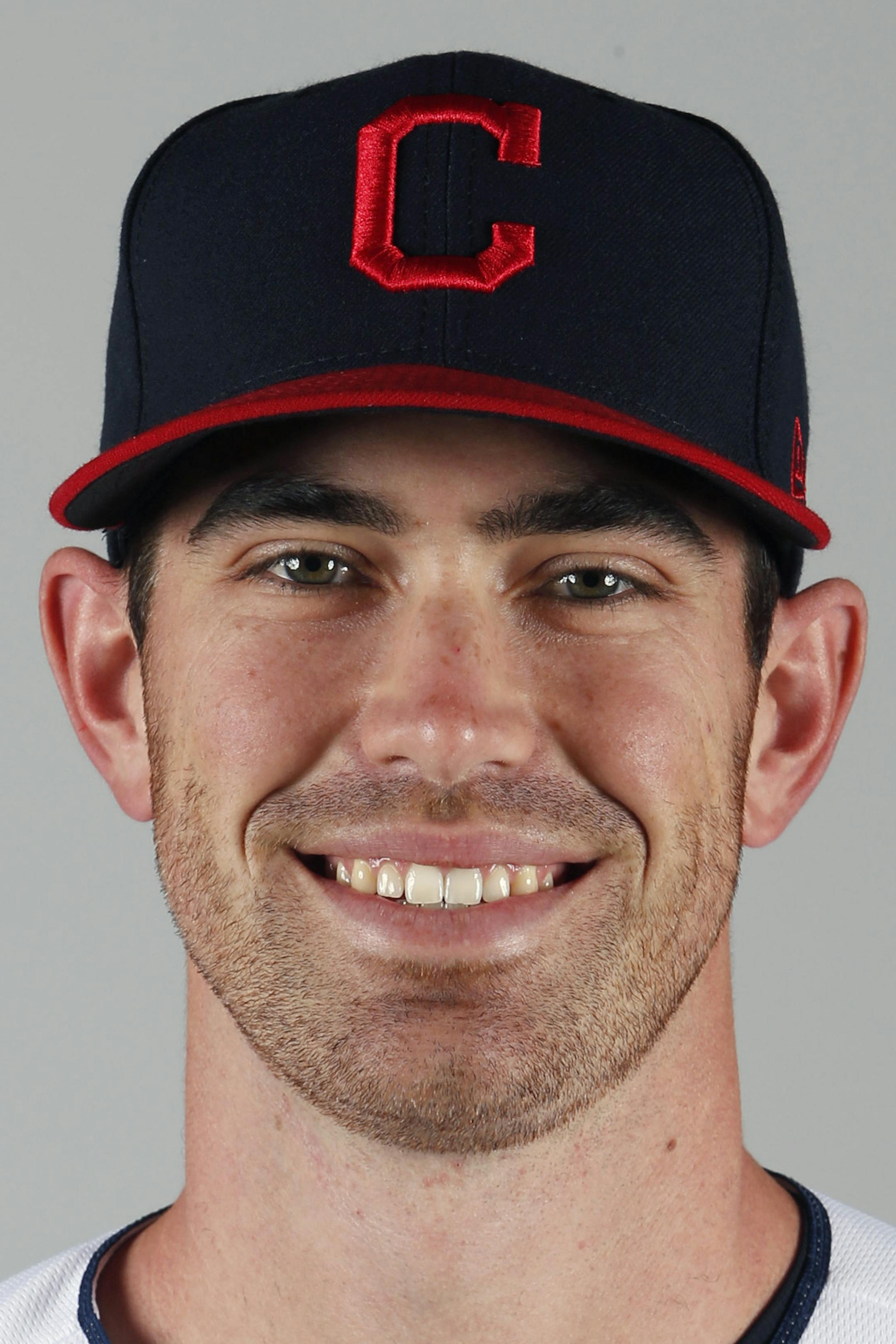 FILE - In this February 2020 file photo, Cleveland Indians' Shane Bieber poses for a photo during baseball spring training in Goodyear, Ariz. Bieber won the AL Cy Young Award on Wednesday night, Nov. 11, 2020. (AP Photo/Ralph Freso, File)