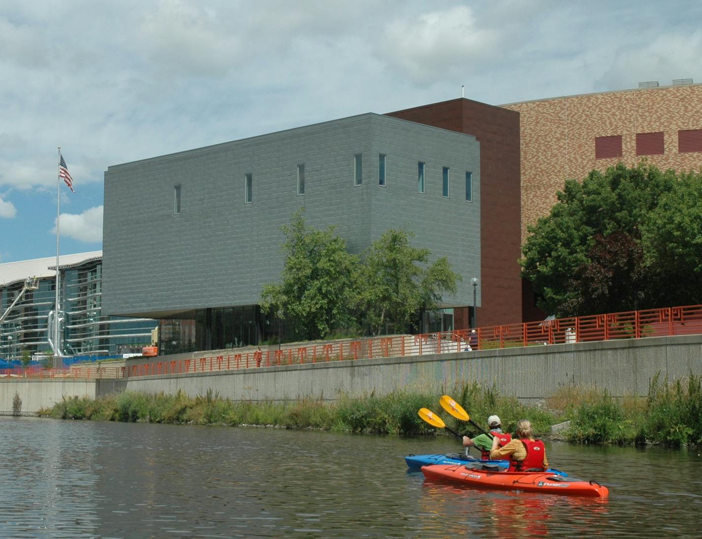 MPCA Watershed Specialist Justin Watkins and MPCA Watershed Monitoring Specialist Tiffany Schauls kayak the Zumbro River on Wednesday, June 29, 2016. A multi-billion-dollar redo of Rochester meant to secure its reputation as a global destination for health care and medicine has some calling for the beautification of the Zumbro, which for years has been walled off due to flood fears.