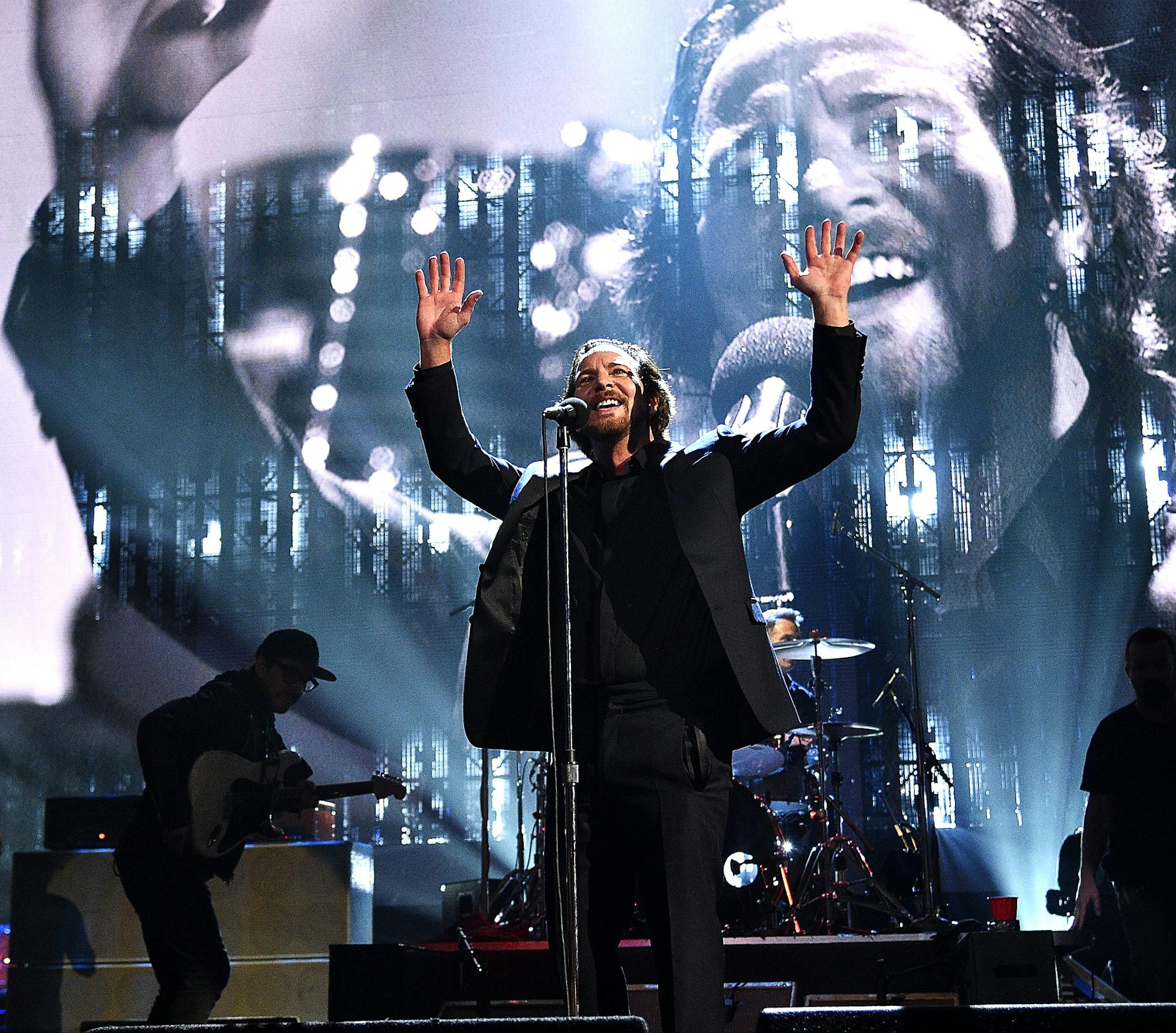 Eddie Vedder of Pearl Jam at the ìThe Rock and Roll Hall of Fame Induction Ceremony."
photo: Kevin Mazur/courtesy of HBO