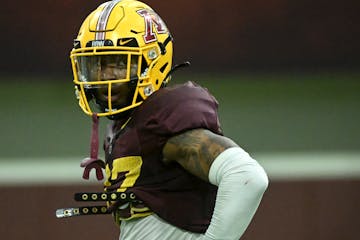 Gophers defensive back Tyler Nubin looks on during spring practice Tuesday