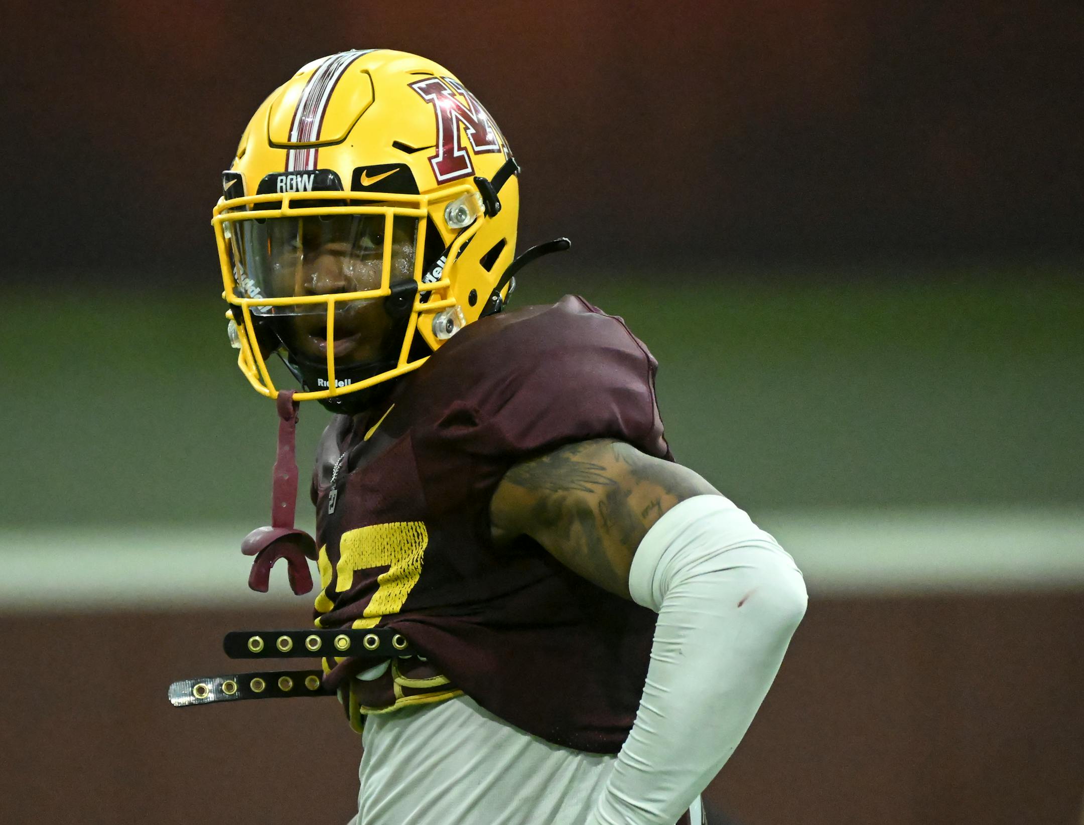 Gophers defensive back Tyler Nubin looks on during spring practice Tuesday