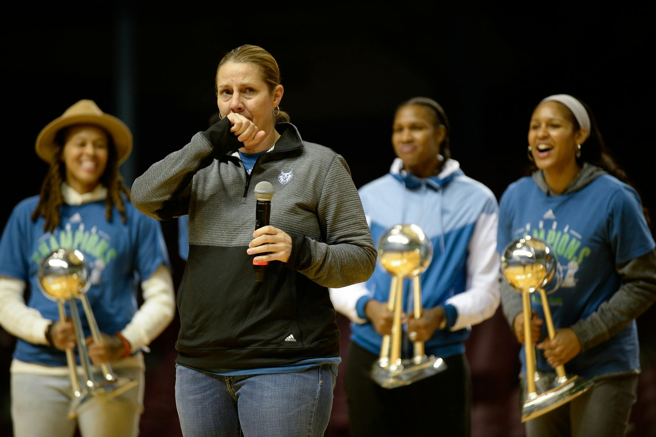 Minnesota Lynx head coach Cheryl Reeve was overcome with emotion as she spoke to fans following the 2017 WNBA championship.