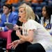LSU head coach Kim Mulkey watched the action in a women’s Southeastern Conference tournament  game against Kentucky on March 4 in Nashville.
