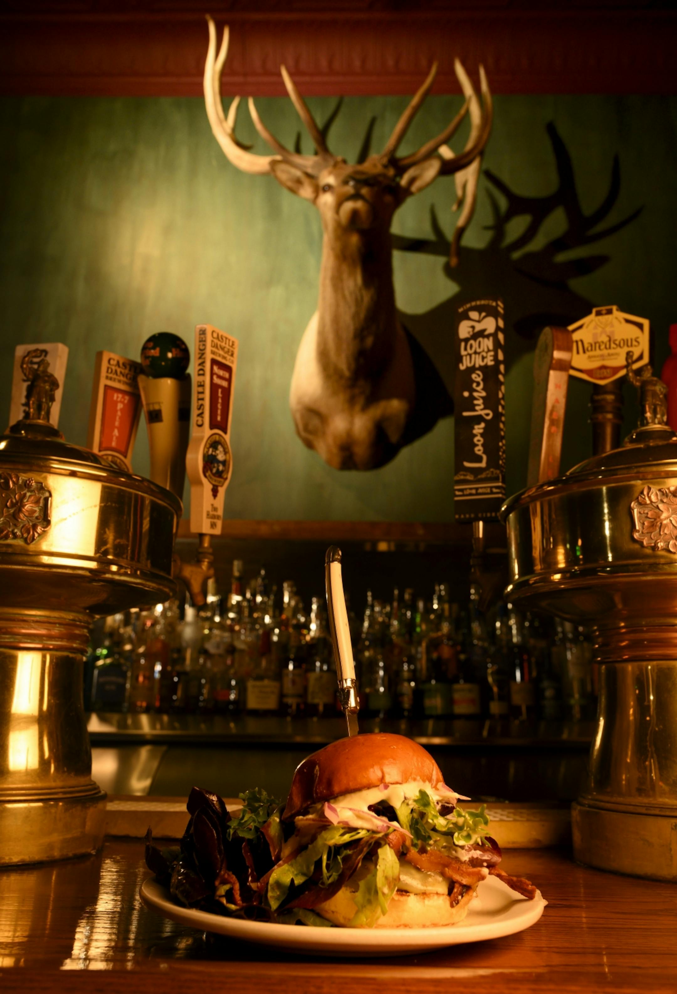 Staghead's burger, the most popular item on the menu, in Red Wing.