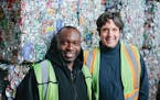 Mourssalou Boukari and Tim Brownell of Eureka Recycling at Eureka's Northeast Minneapolis processing plant with bales of recycled aluminum. ORG XMIT: 