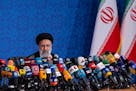 Iran’s President-elect Ebrahim Raisi gives a news conference in Tehran on June 21.