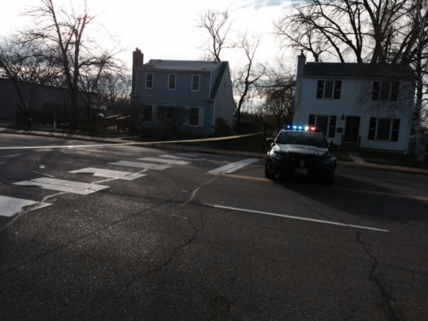 The shooting scene in Columbia Heights where a domestic violence suspect was killed in a police-involved shooting.